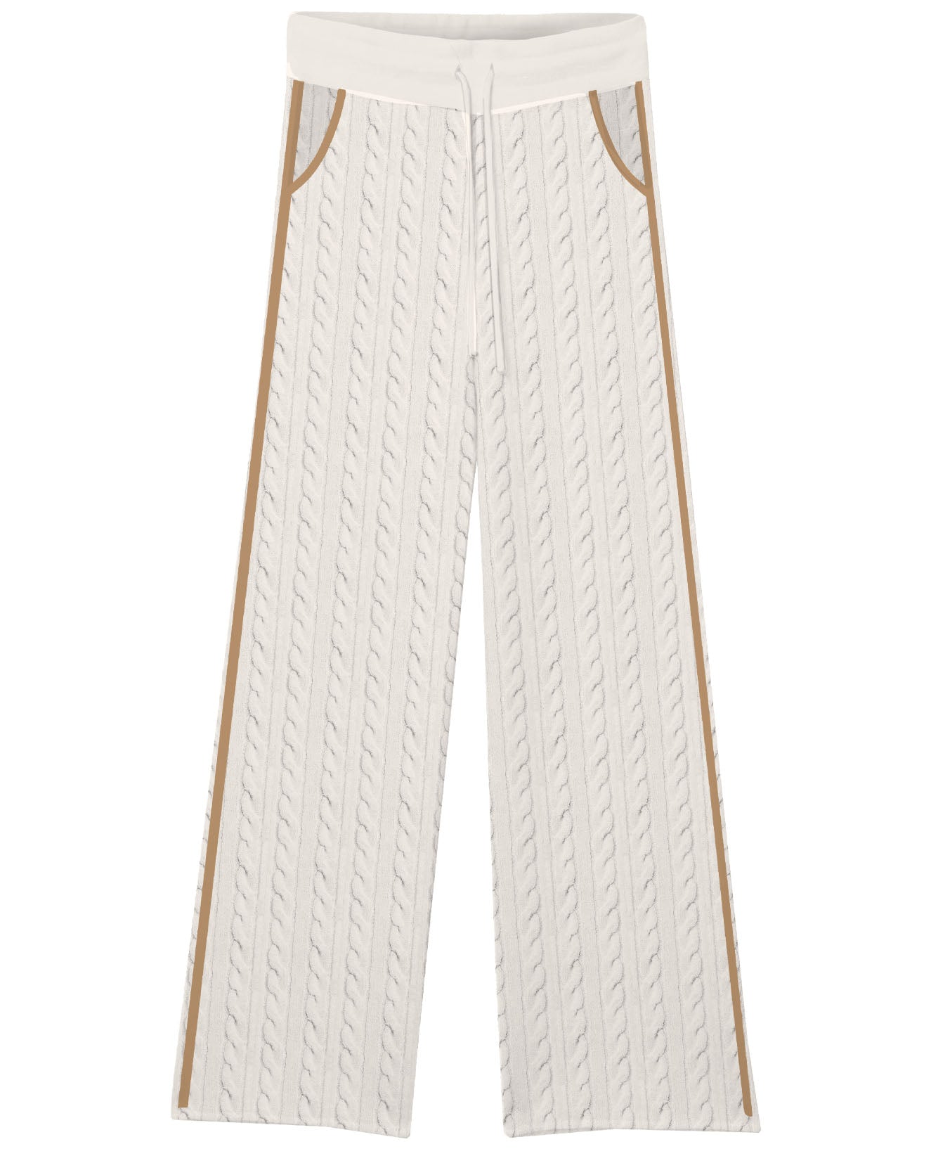 Pantalone a Trecce con Ricamo / Avorio - Ideal Moda