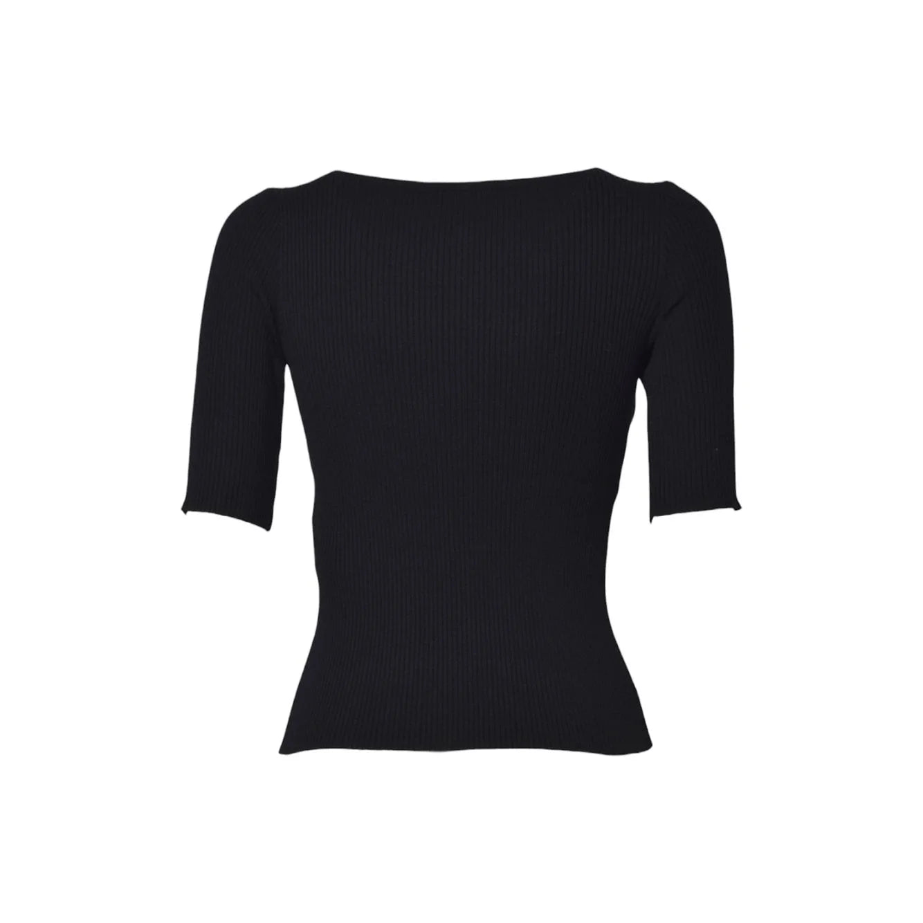 T-Shirt Aderente in Viscosa Stretch / Nero - Ideal Moda