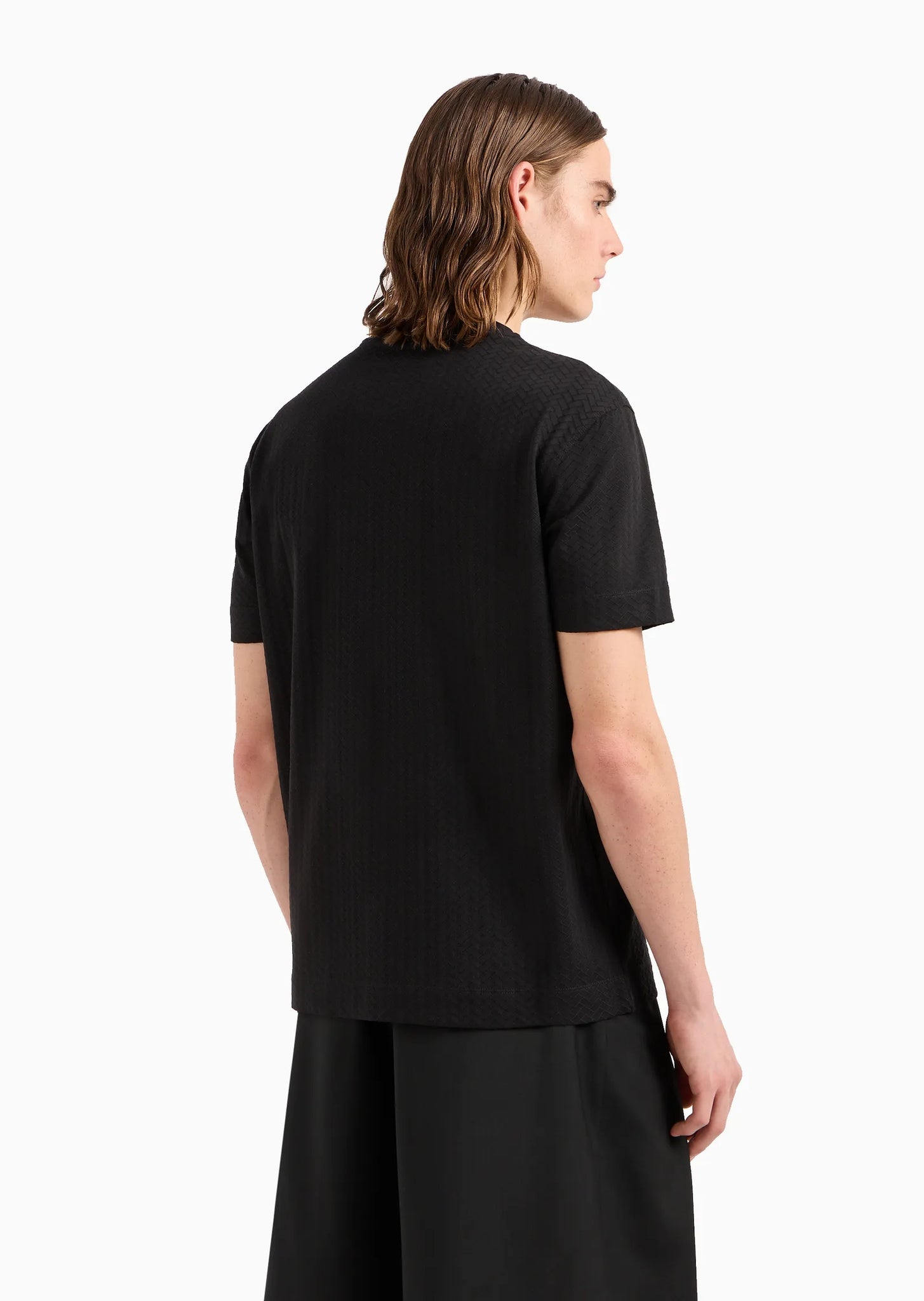 T-Shirt in Jersey Jacquard / Nero - Ideal Moda