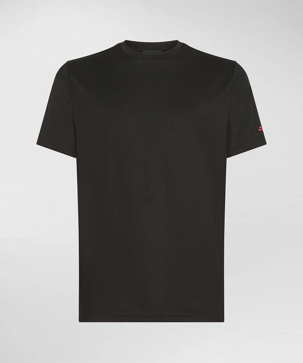 T-Shirt Stretch in Cotone e Seta / Nero - Ideal Moda