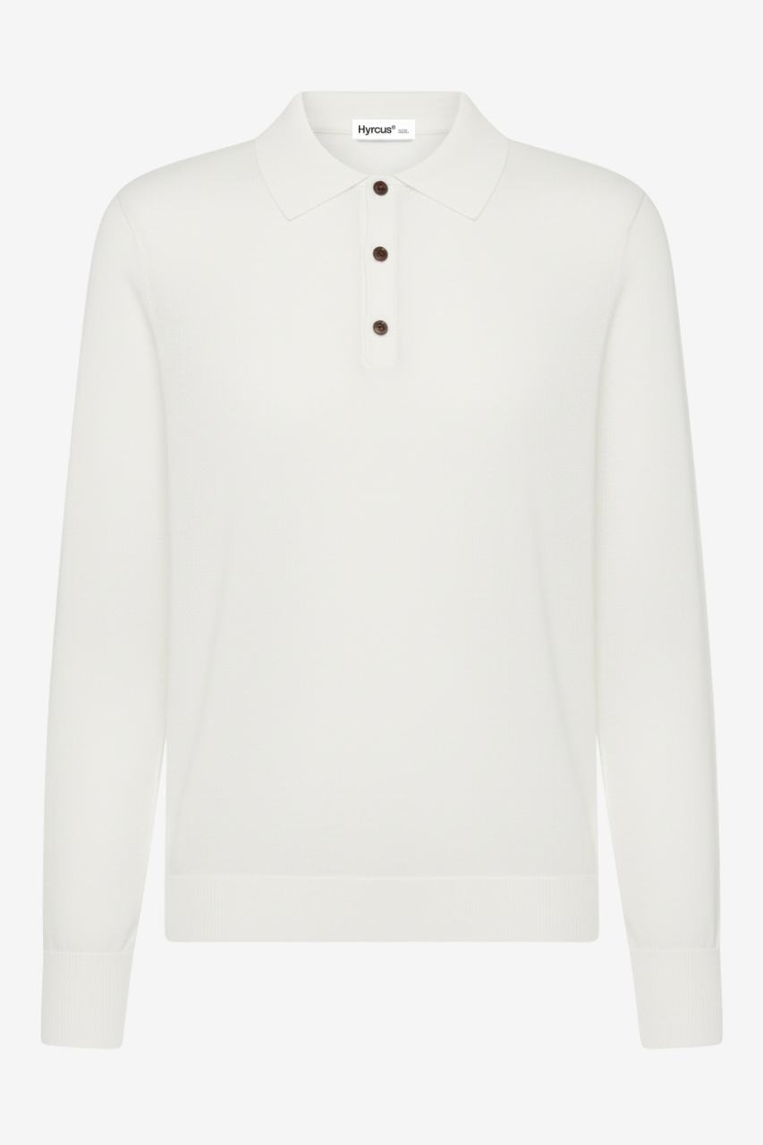 Maglia Polo in Lana Merino Extrafine / Bianco - Ideal Moda