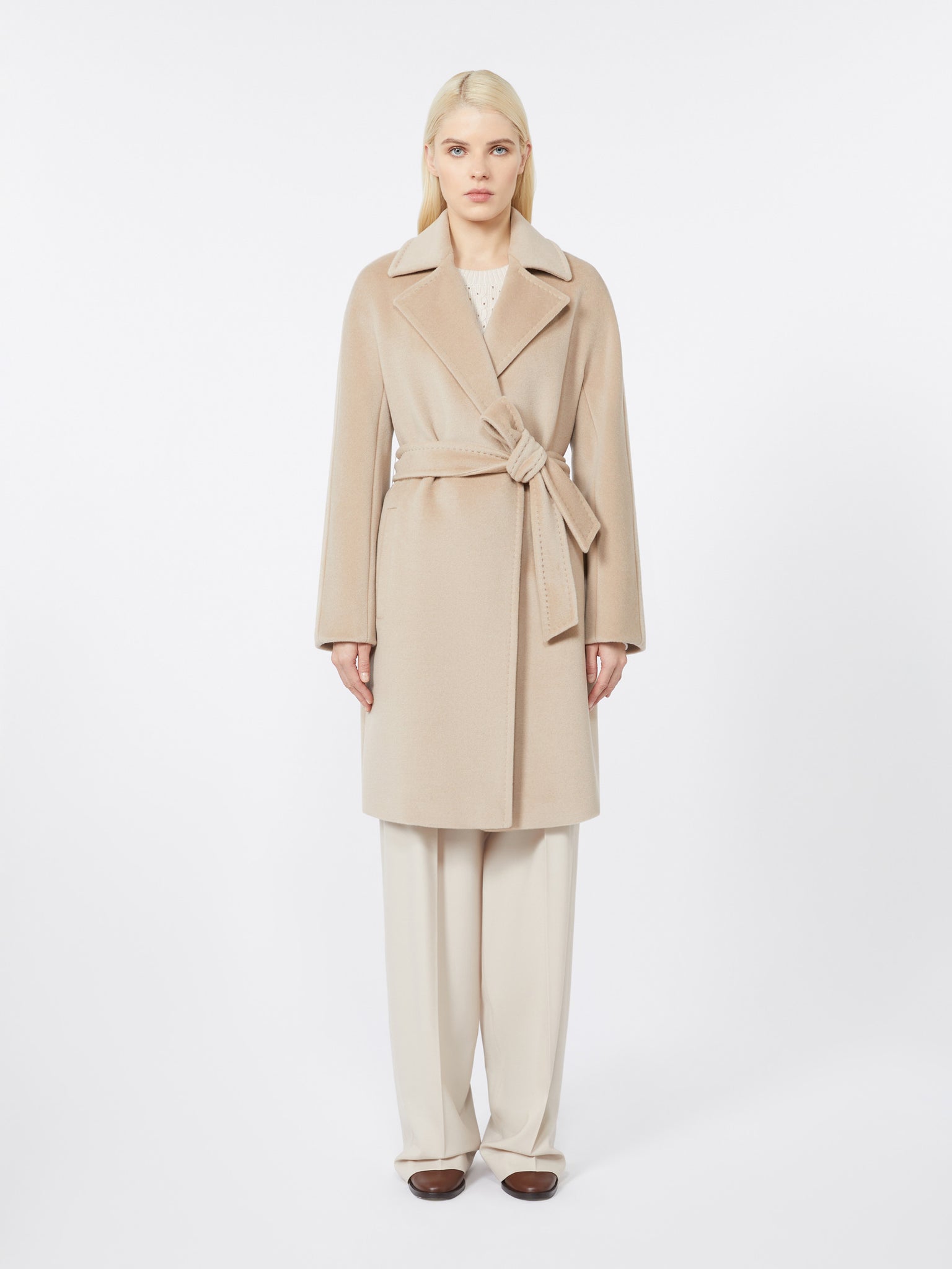 Cappotto a Vestaglia in Beaver di Lana / Avorio - Ideal Moda