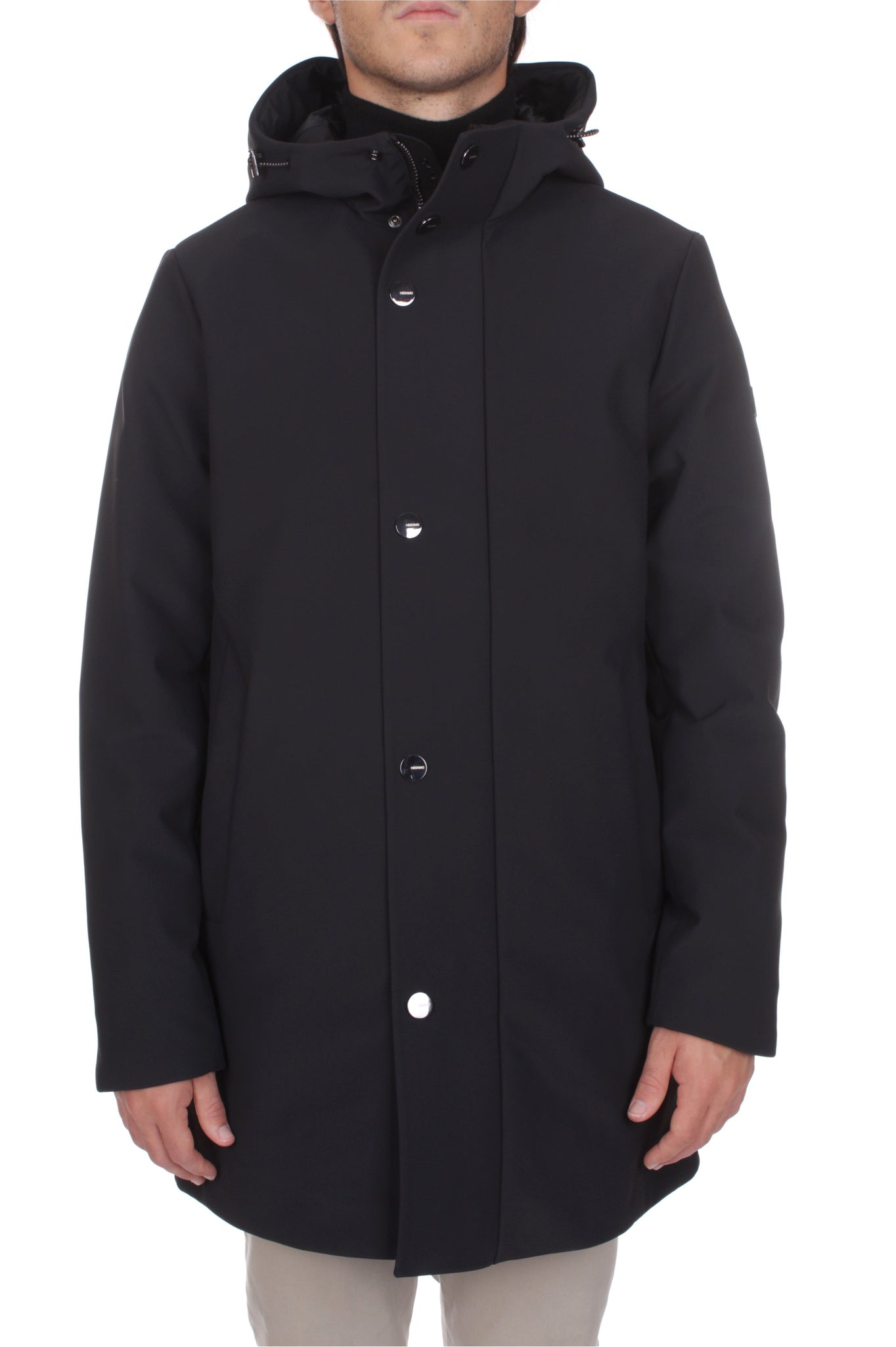 Giubbino Parka Stretch in Nylon / Nero - Ideal Moda