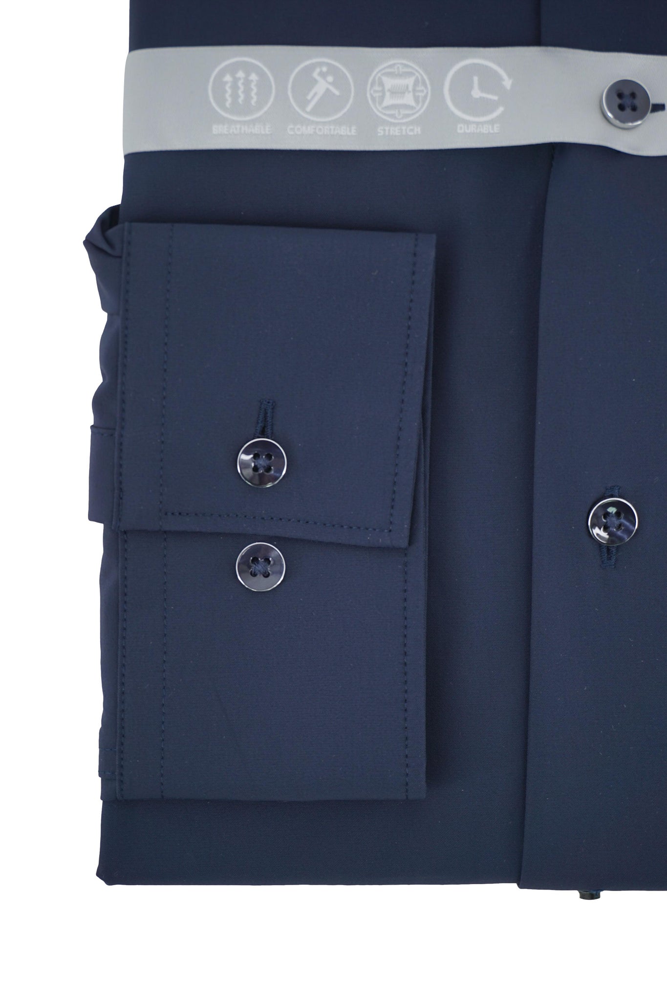 Camicia Stretch Slim Fit in Tessuto Tecnico / Blu - Ideal Moda