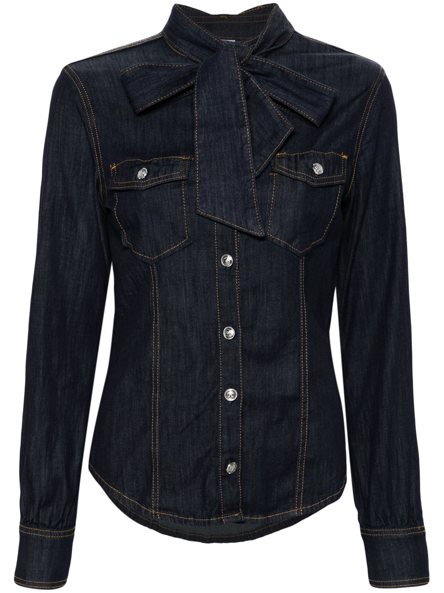 Denim Shirt with Bow Jeans