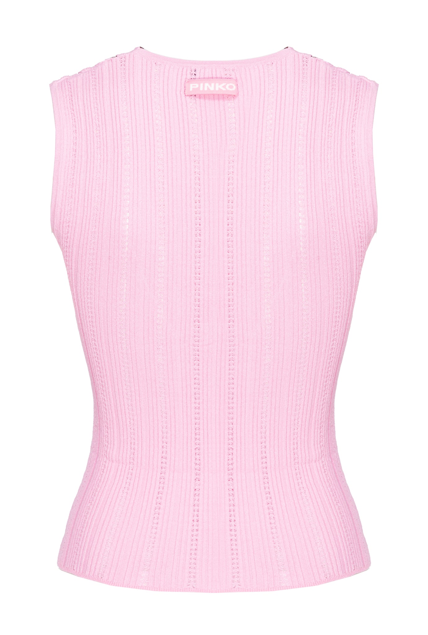 Maglia Smanicata in Misto Viscosa a Coste / Rosa - Ideal Moda