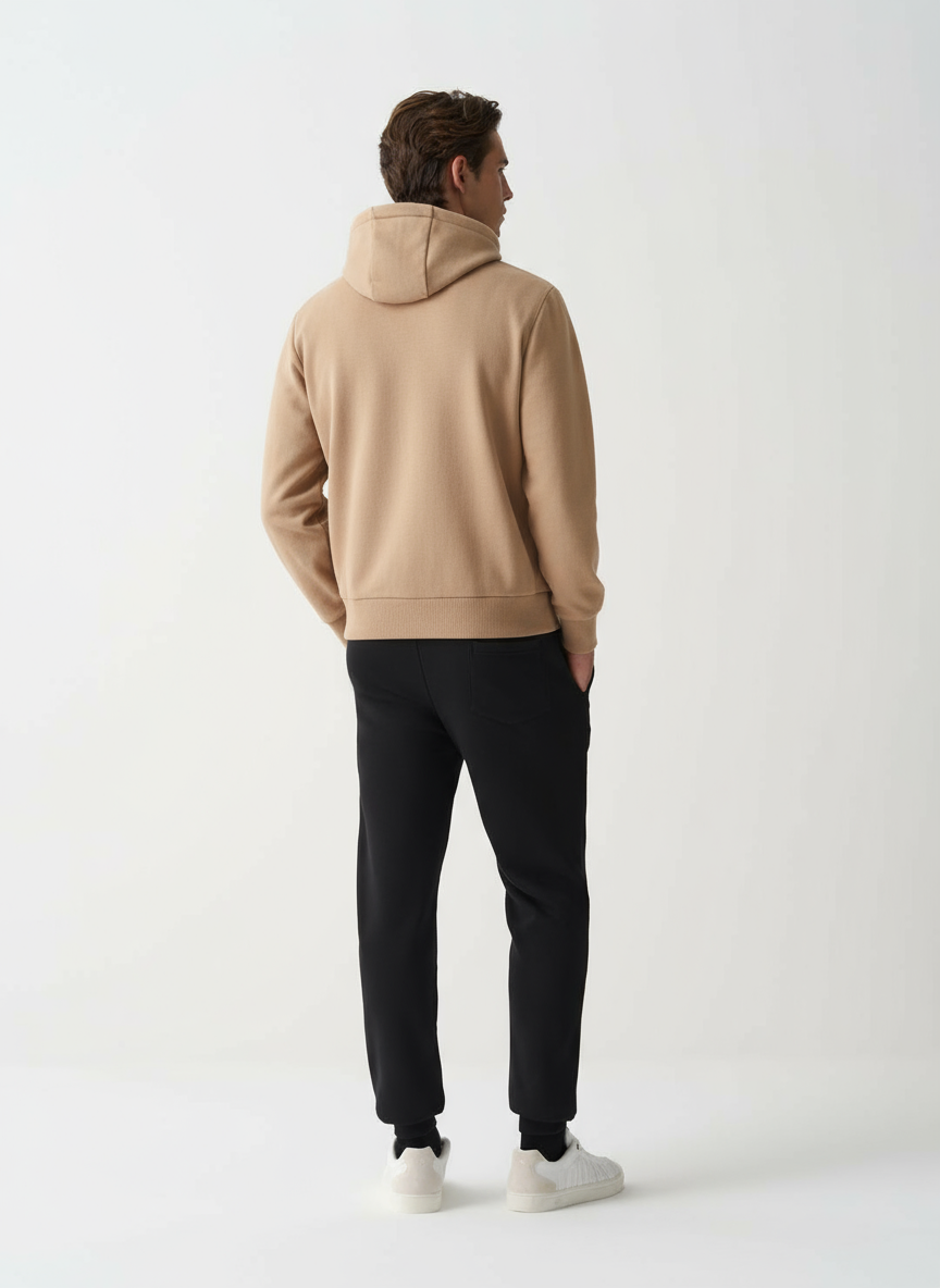 Felpa con Cappuccio in Cotone / Beige - Ideal Moda