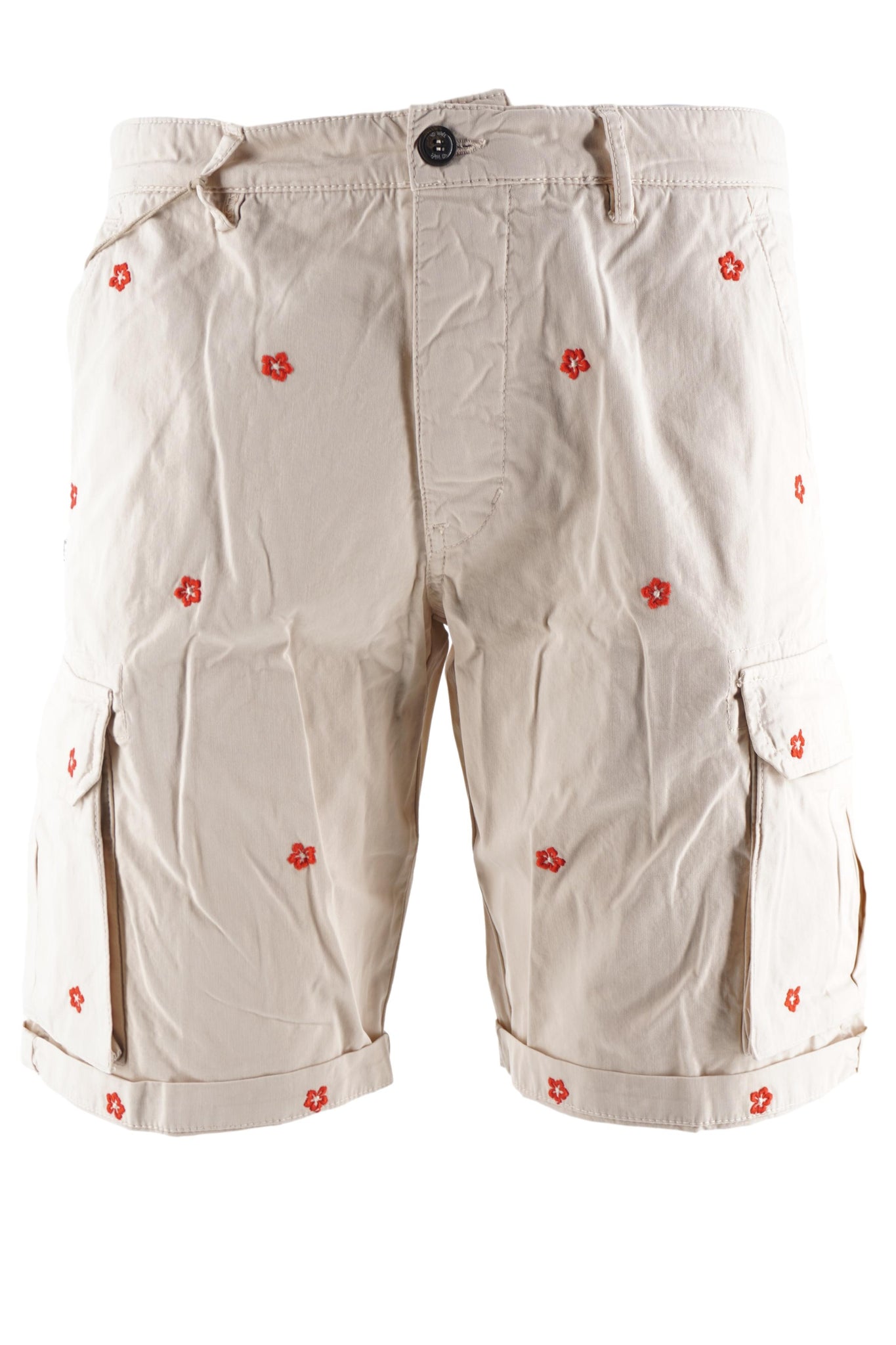 Pantaloncino Tasconato con Ricami Modello Nick / Beige - Ideal Moda
