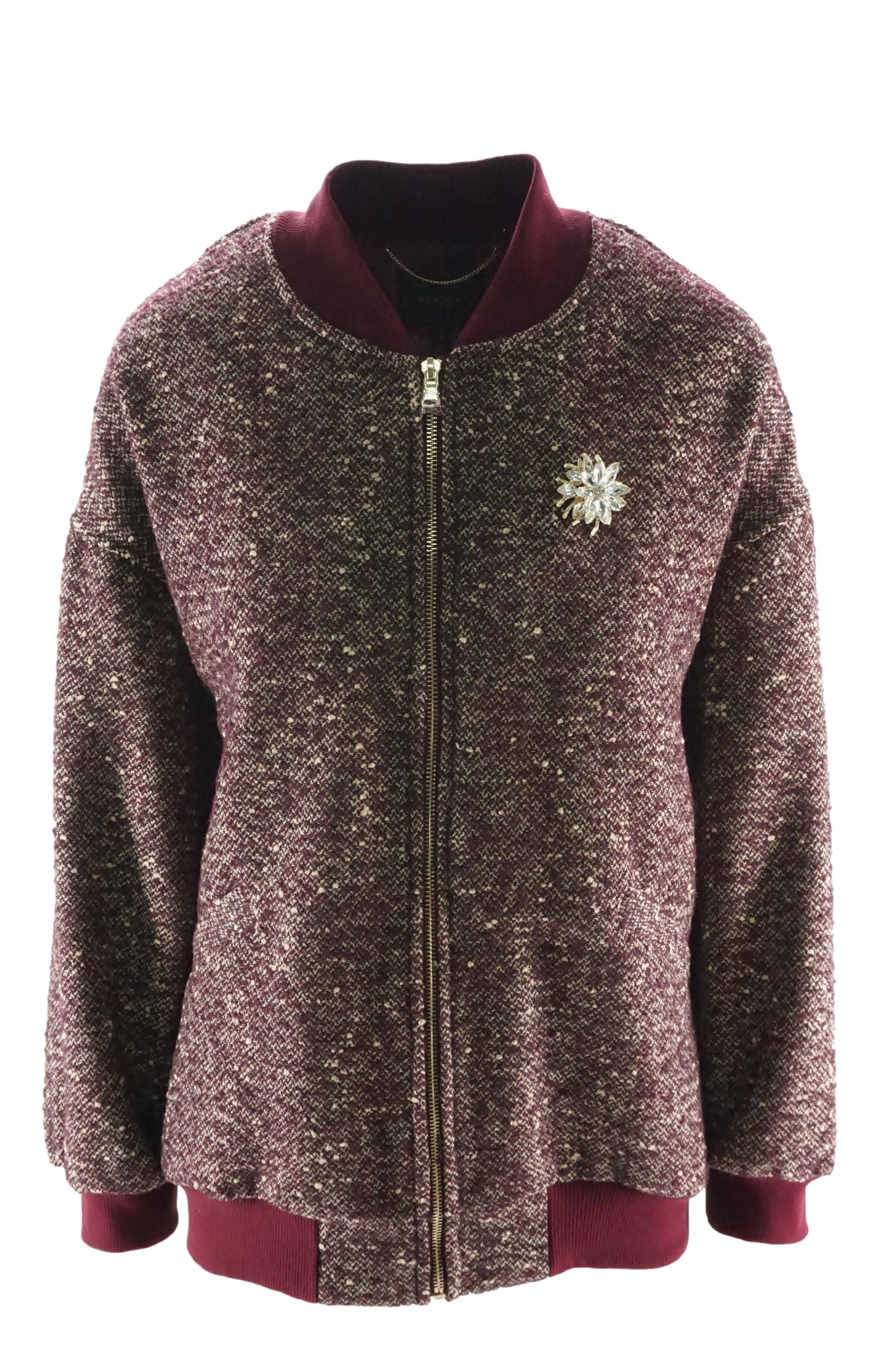 Giubbino Bomber con Ricamo / Bordeaux - Ideal Moda