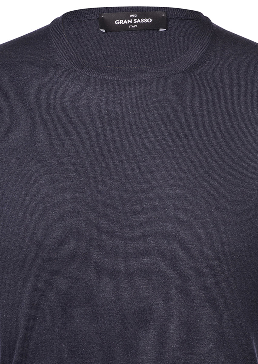 T-Shirt in Maglia in Seta / Blu - Ideal Moda