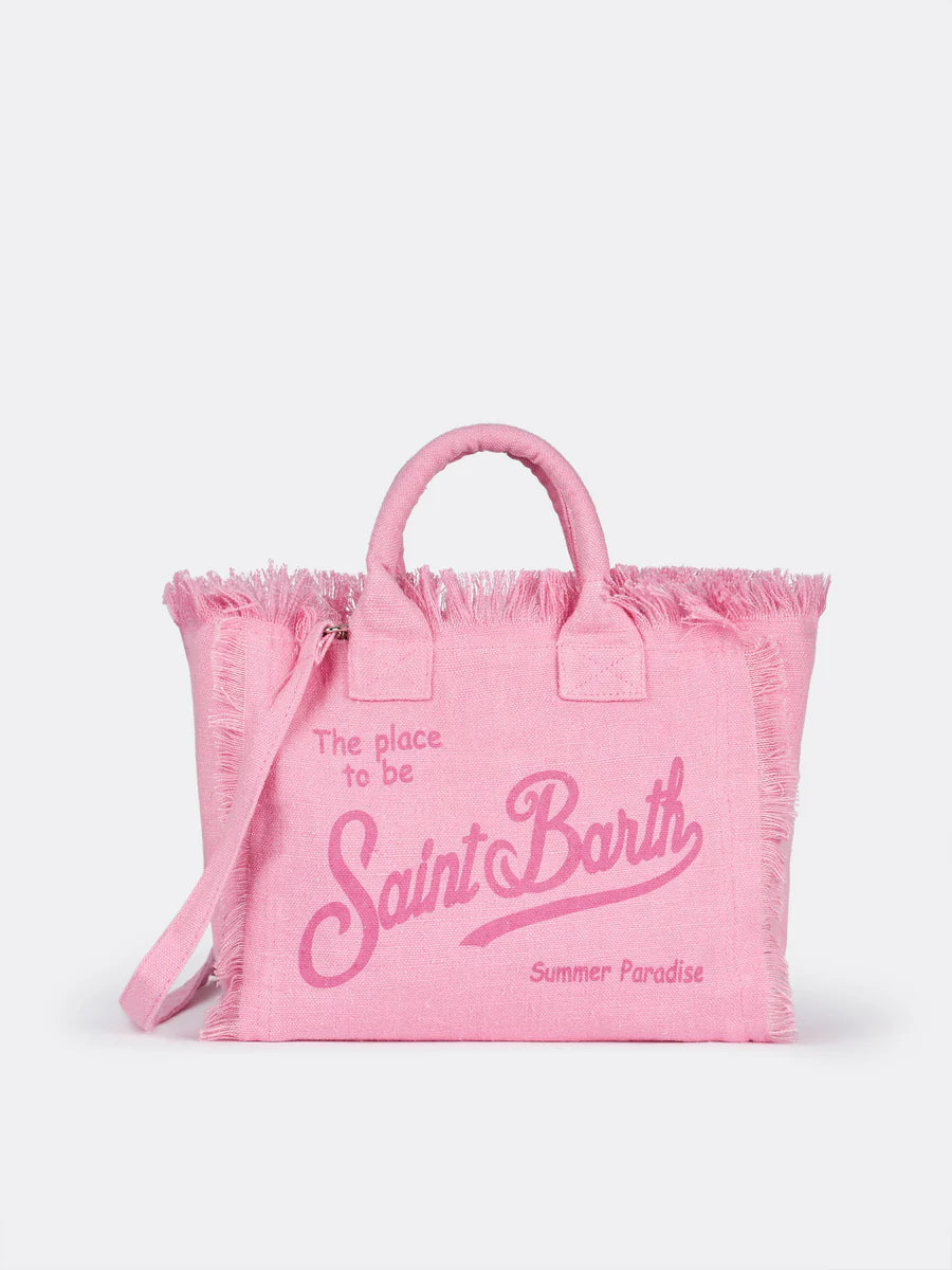 Borsa Colette in Lino con Ricami / Rosa - Ideal Moda