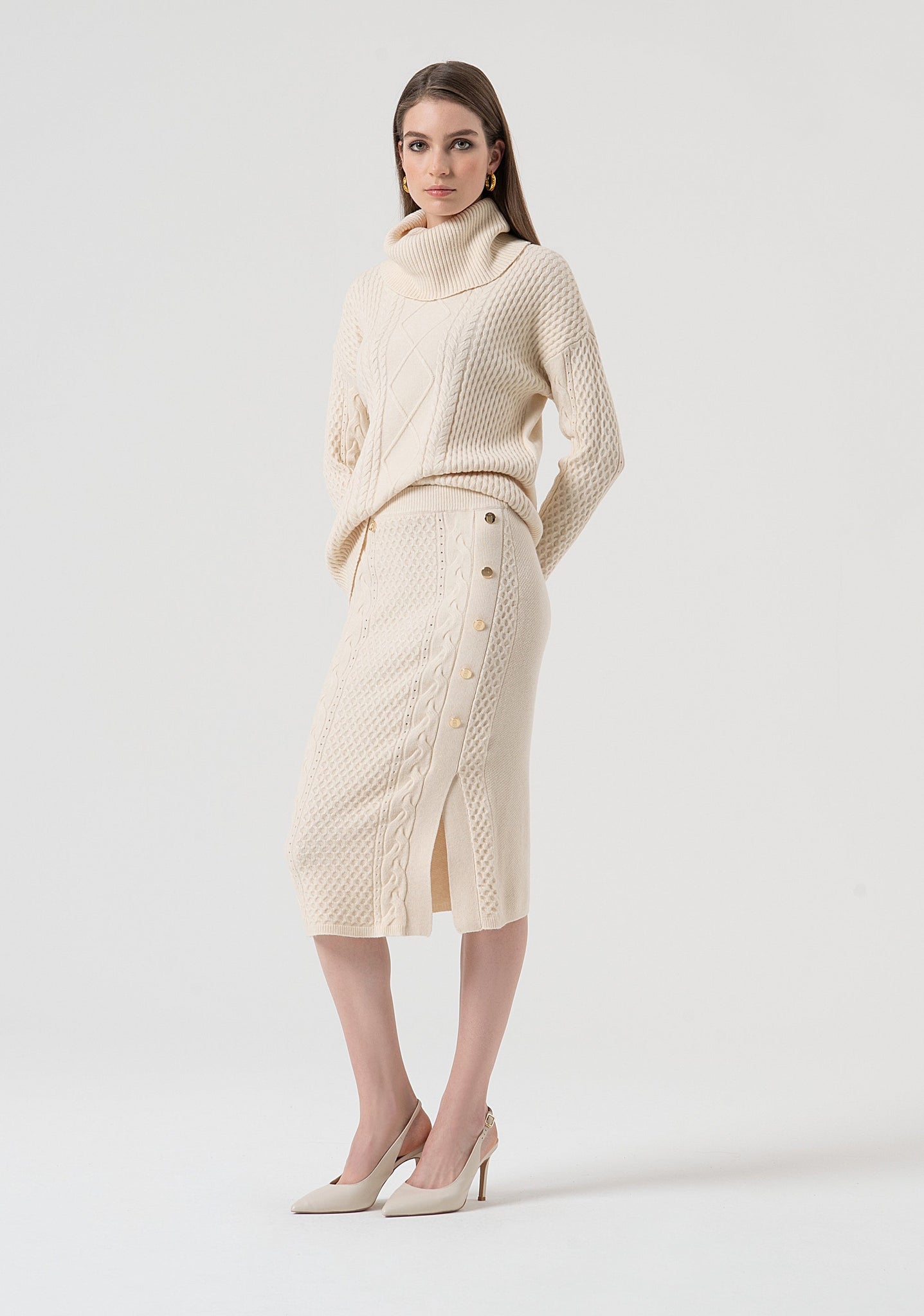 Gonna Slim in Maglia / Avorio - Ideal Moda