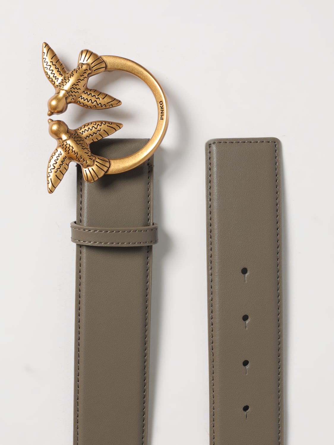 Cintura Alta Love Birds in Pelle 4 cm / Grigio - Ideal Moda