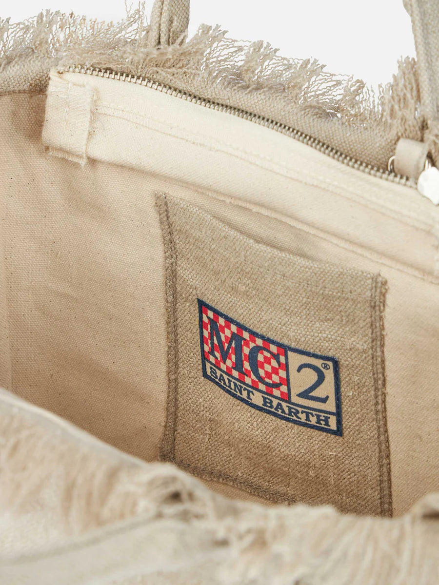 Borsa Colette in Lino con Ricami / Beige - Ideal Moda