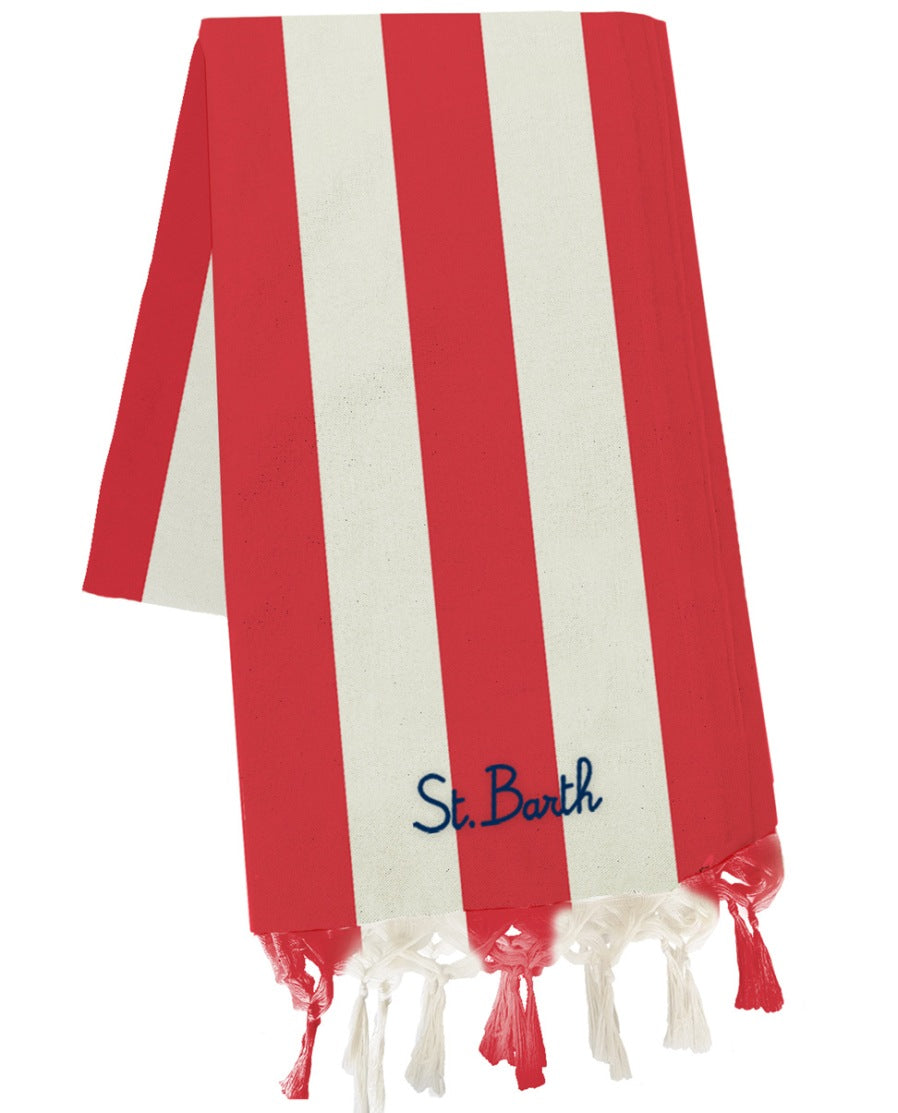 Telo Mare Fouta Leggero a Righe / Rosso - Ideal Moda