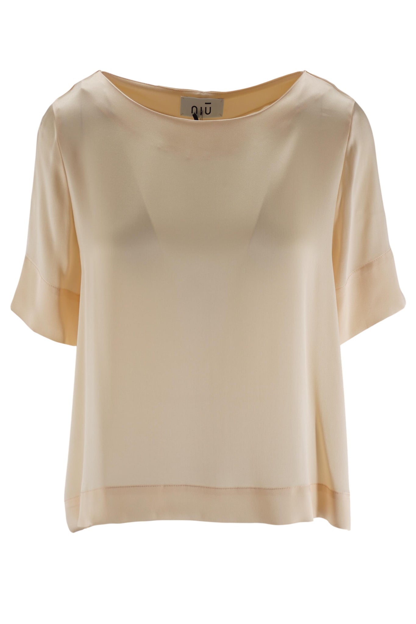 Camicia Modello a Scatoletta in Misto Seta / Beige - Ideal Moda