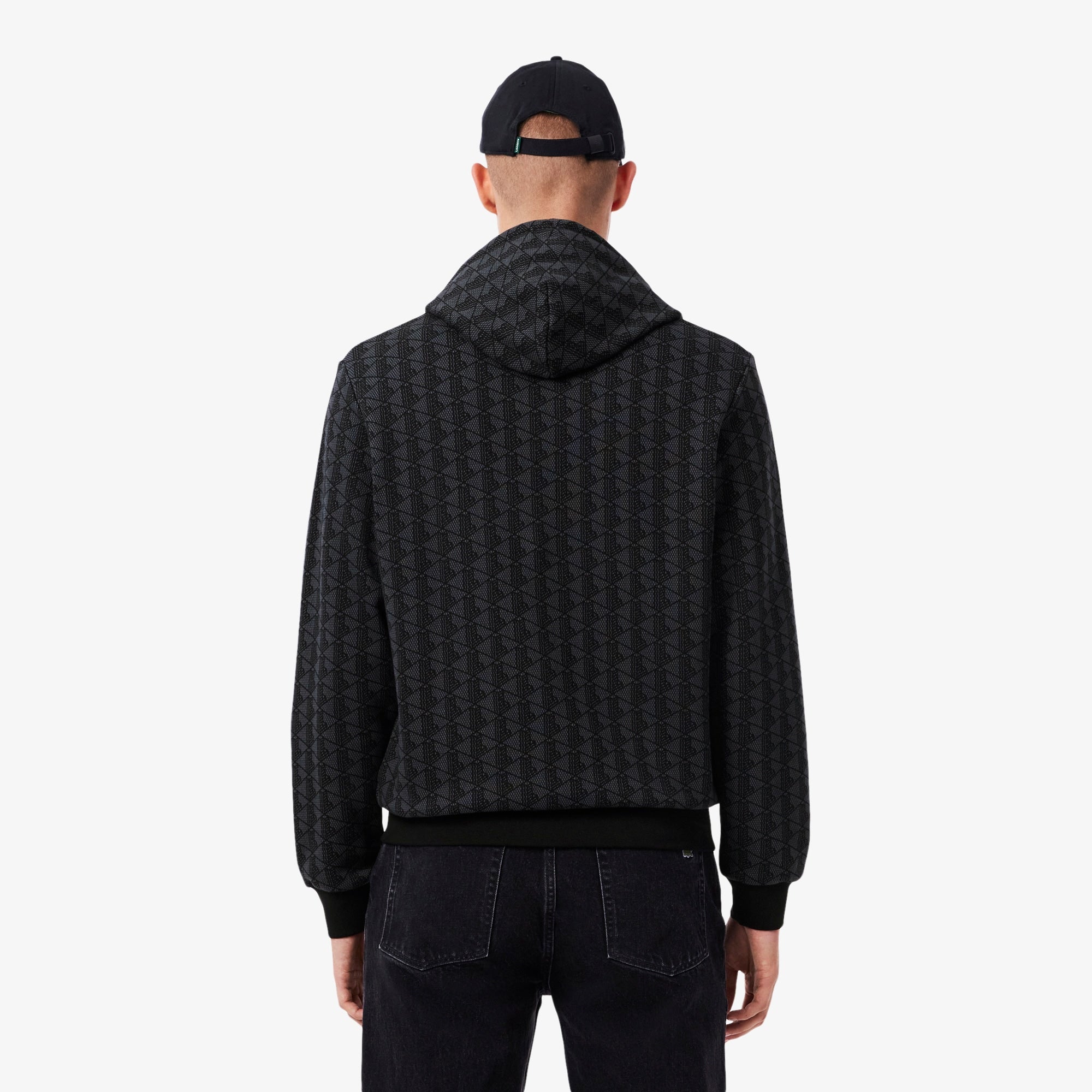 Felpa con Cappuccio e Monogramma / Nero - Ideal Moda