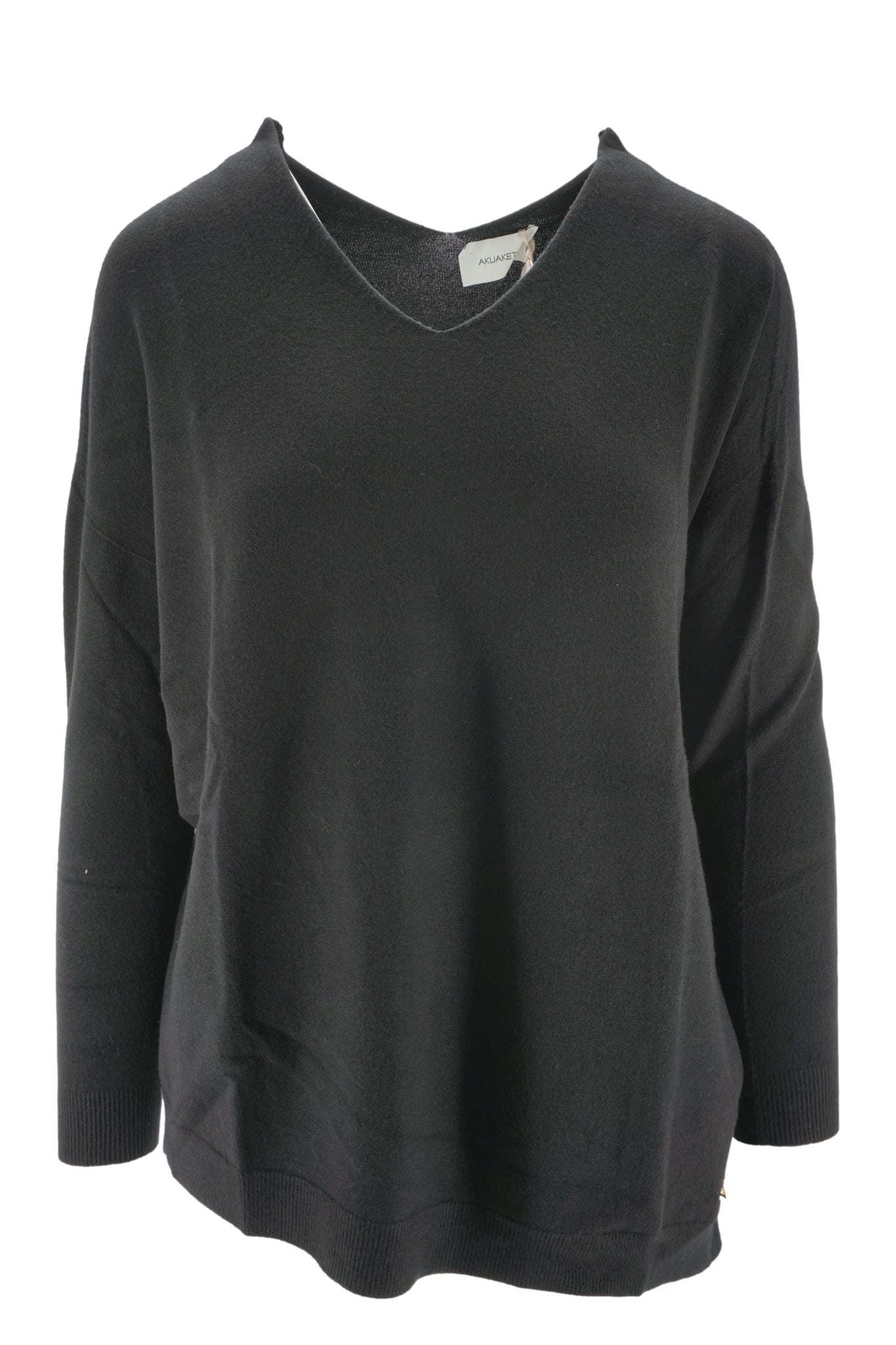 Maglia Boxy Fit con Scollo a V / Nero - Ideal Moda