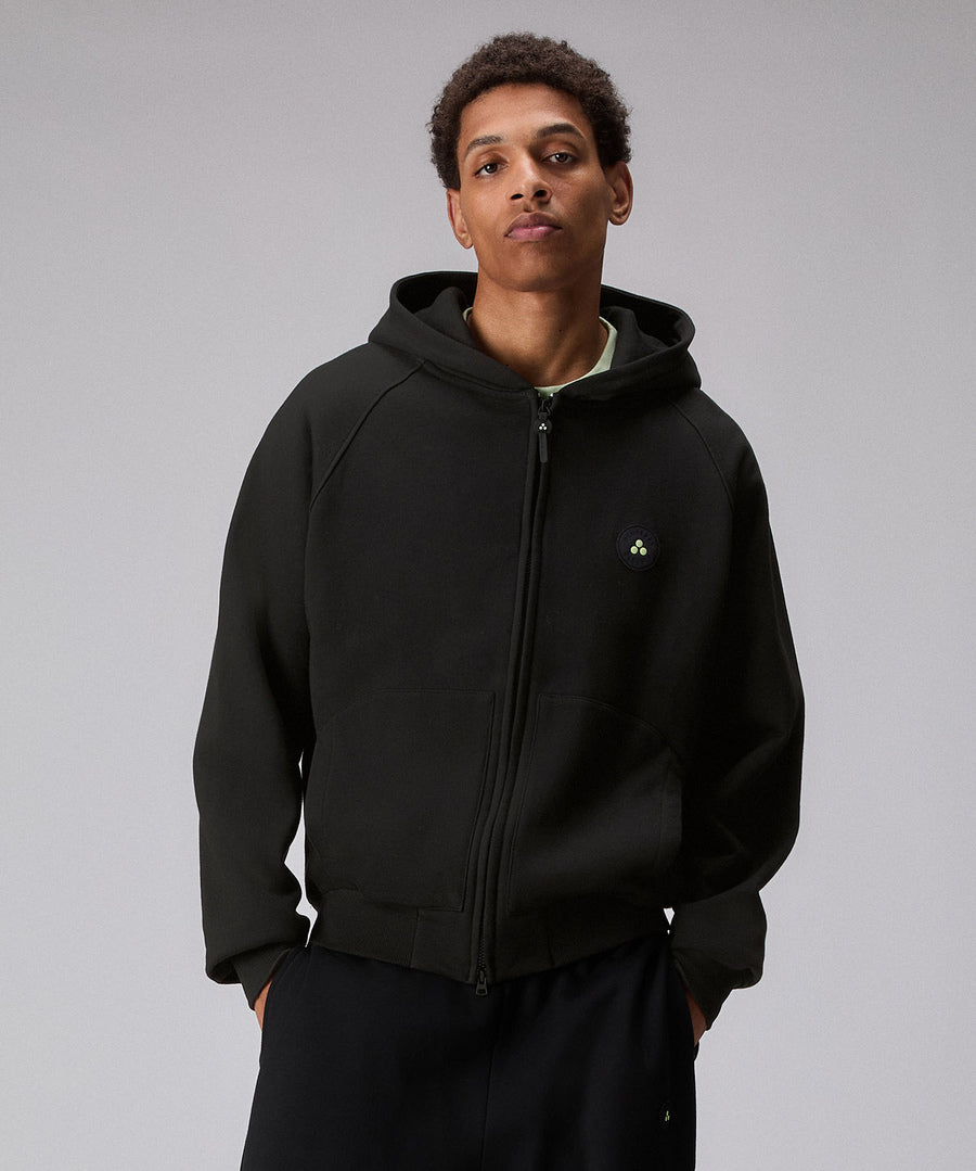 Felpa in Cotone con Zip / Nero - Ideal Moda