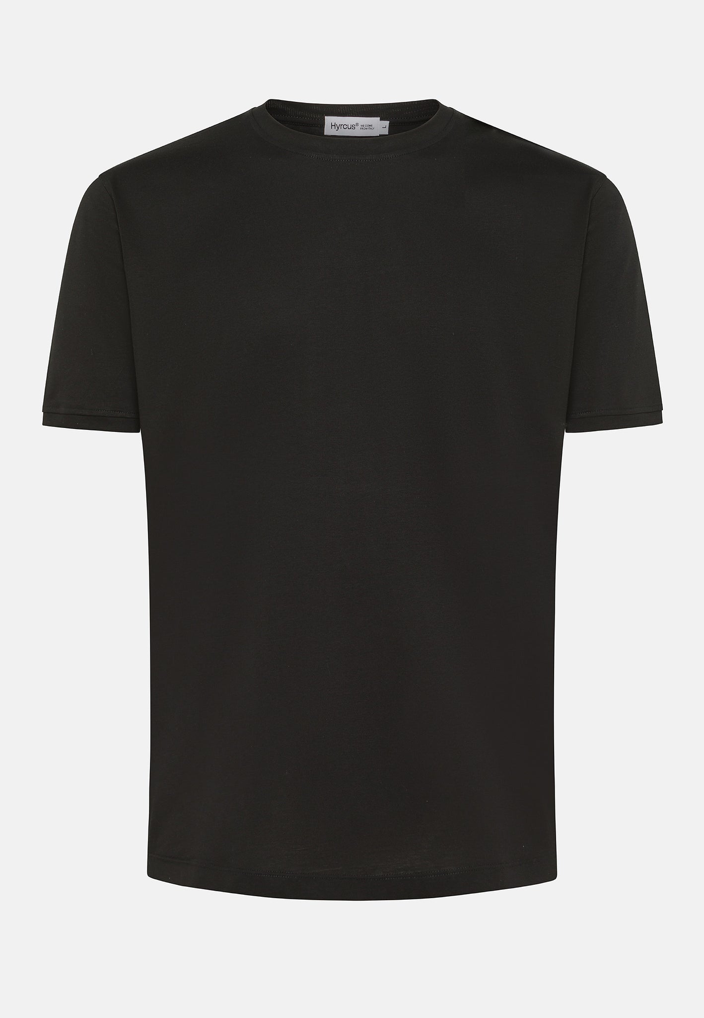 T-Shirt Girocollo in Cotone Filo di Scozia / Nero - Ideal Moda