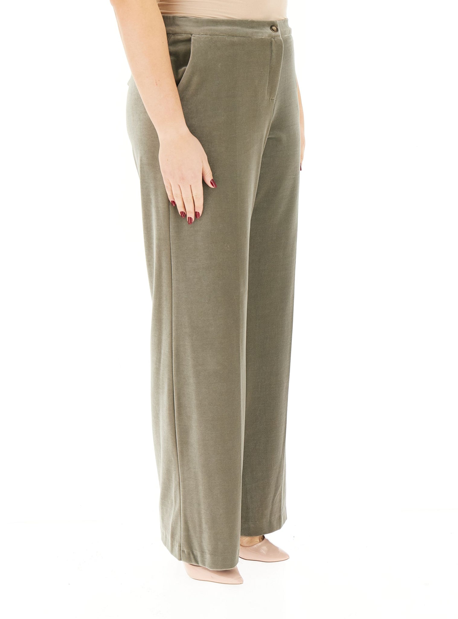 Pantalone in Velluto / Grigio - Ideal Moda