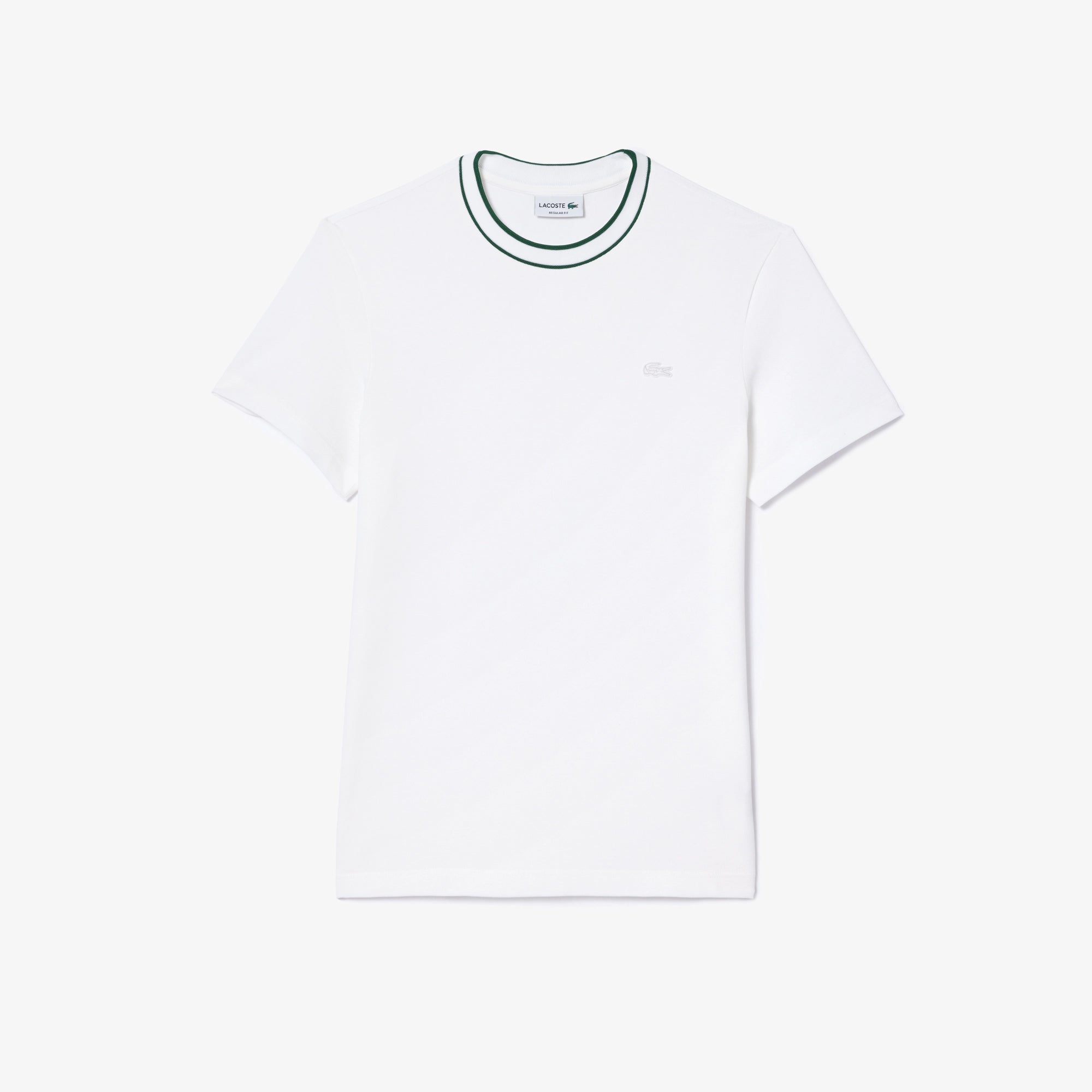 T-Shirt in Piqué Elasticizzato con Colletto a Righe / Bianco - Ideal Moda