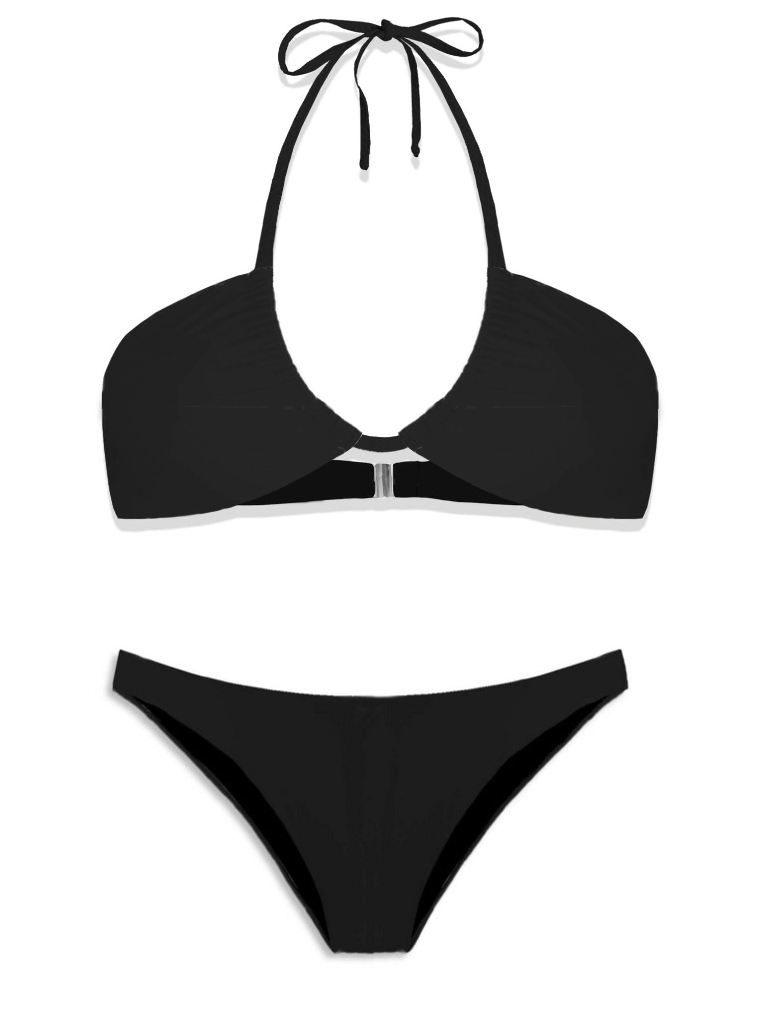 Bikini con Top a Fascia / Nero - Ideal Moda