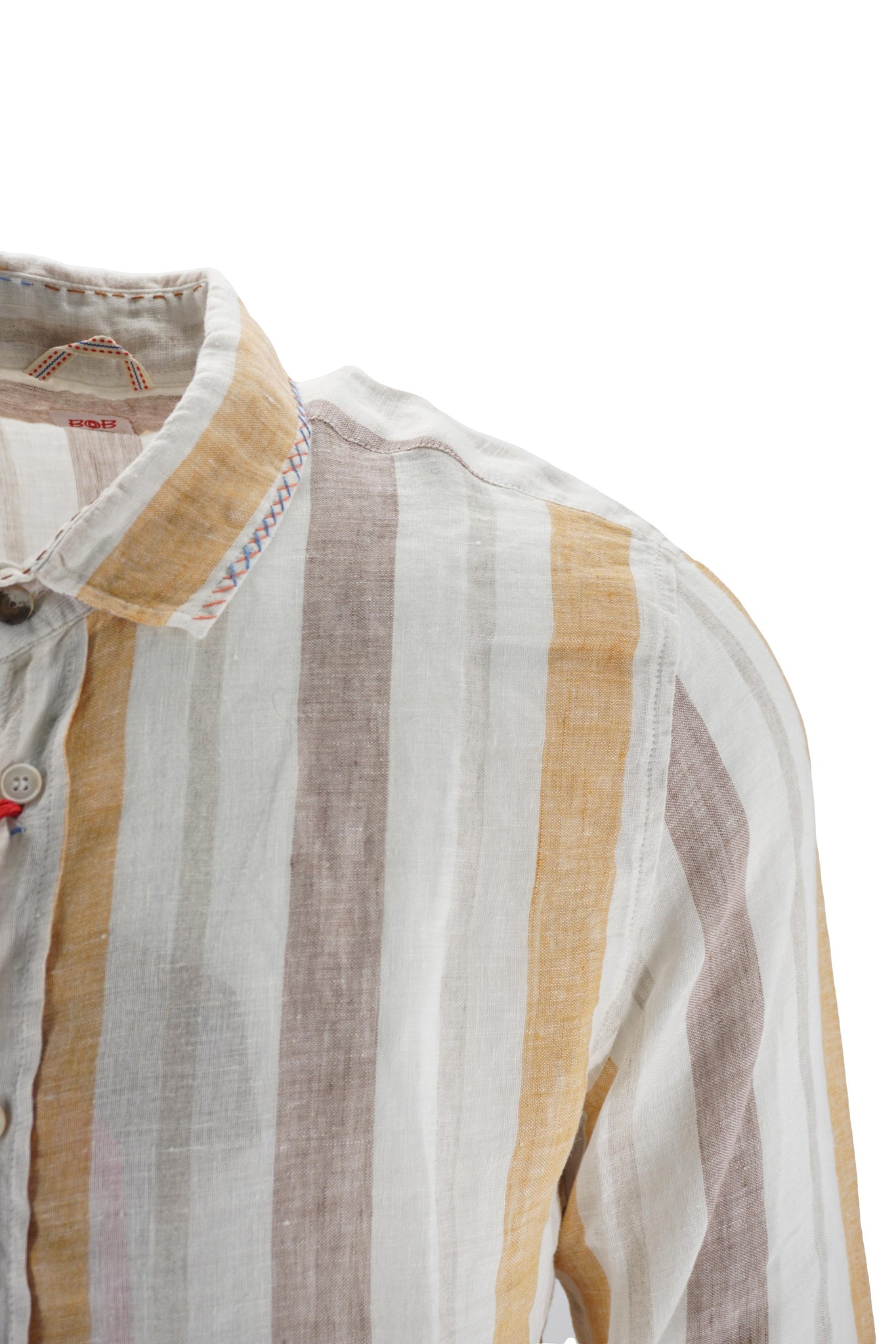 Camicia in Lino con Fantasia a Righe / Bianco - Ideal Moda