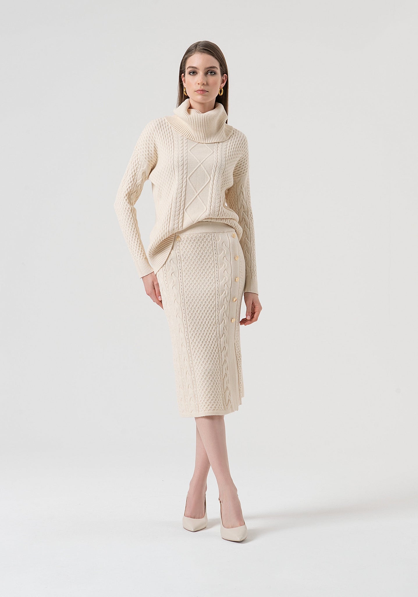 Gonna Slim in Maglia / Avorio - Ideal Moda