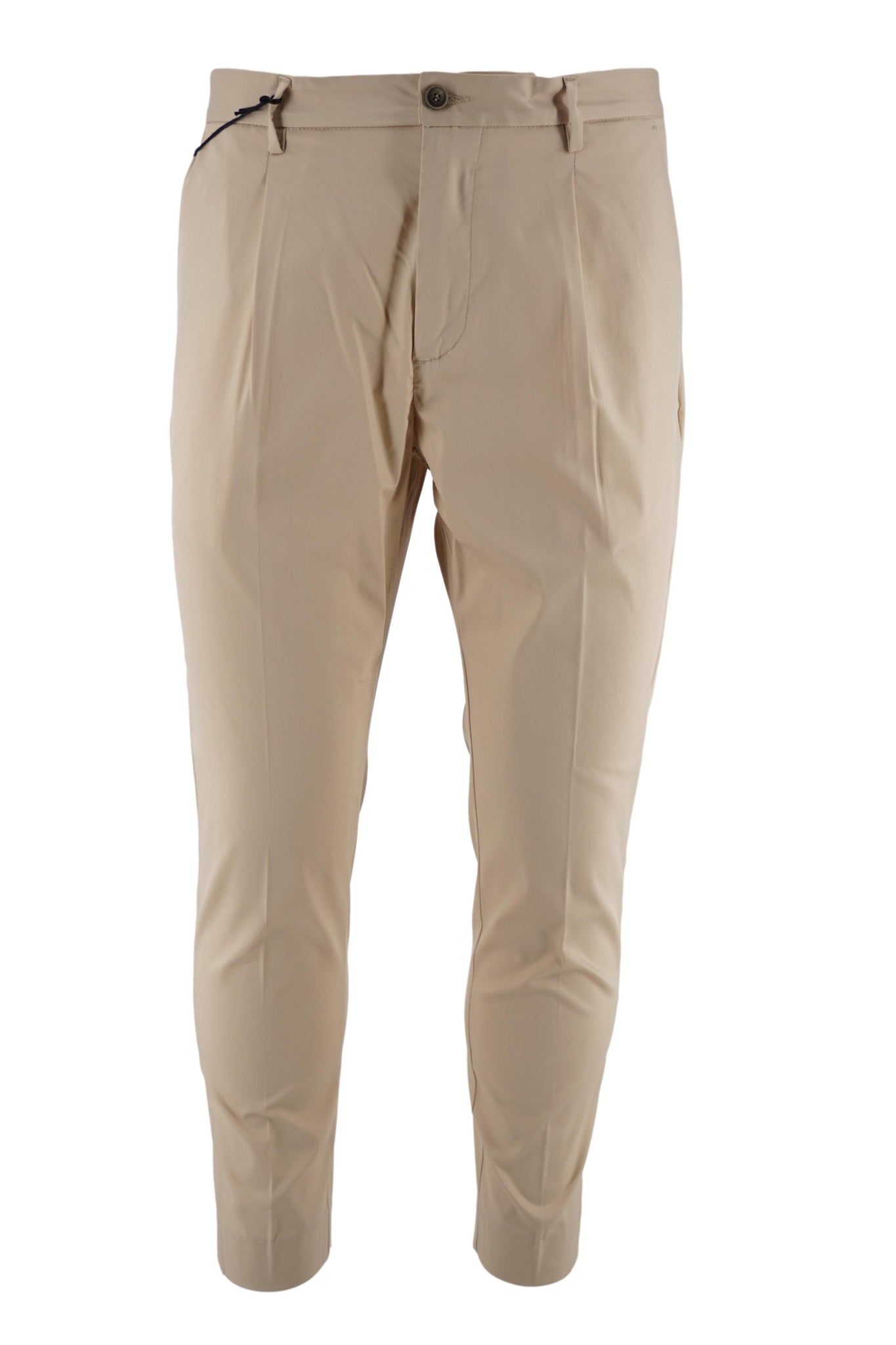 Pantalone con Mezzo Elastico in Vita / Beige - Ideal Moda