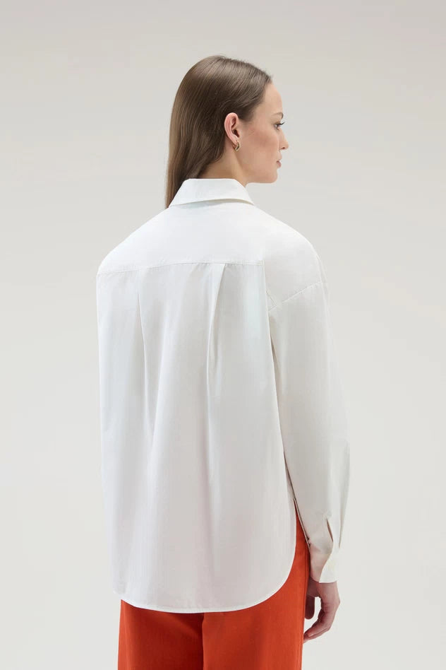 Camicia in Popeline di Puro Cotone / Bianco