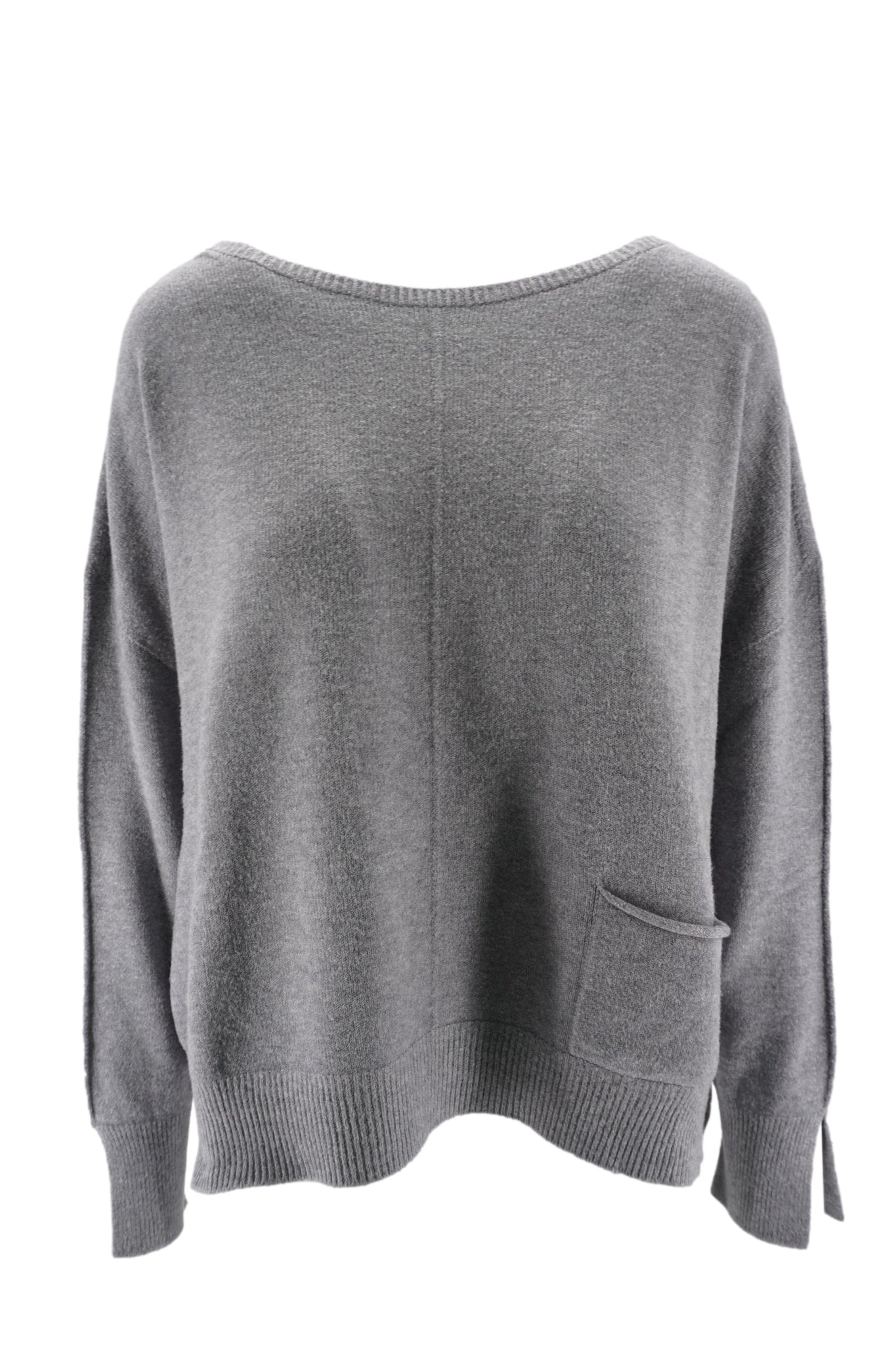 Maglia Boxy Fit con Girocollo Largo / Grigio - Ideal Moda
