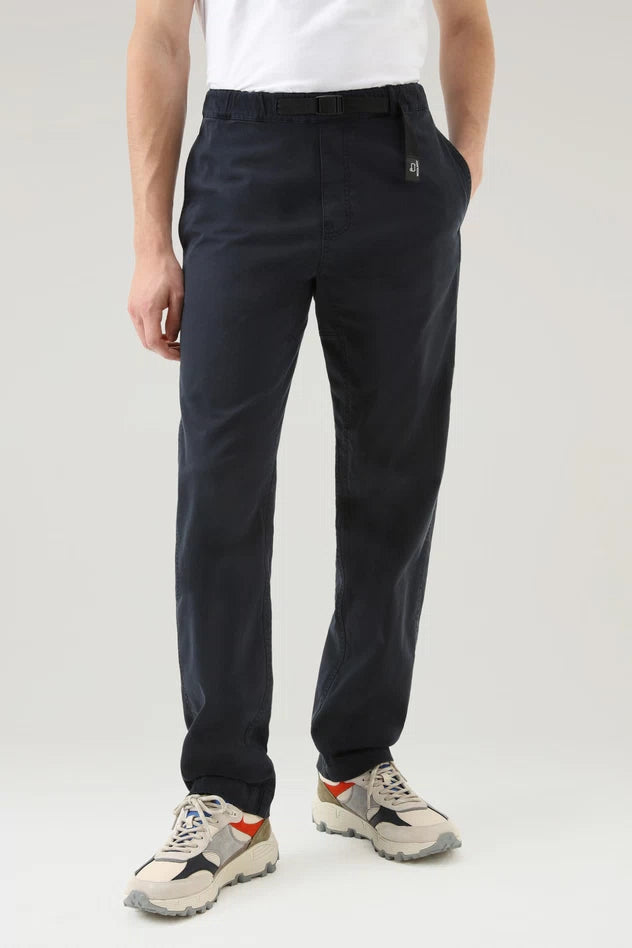 Pantalone Chino in Cotone con Cintura in Nylon / Blu - Ideal Moda