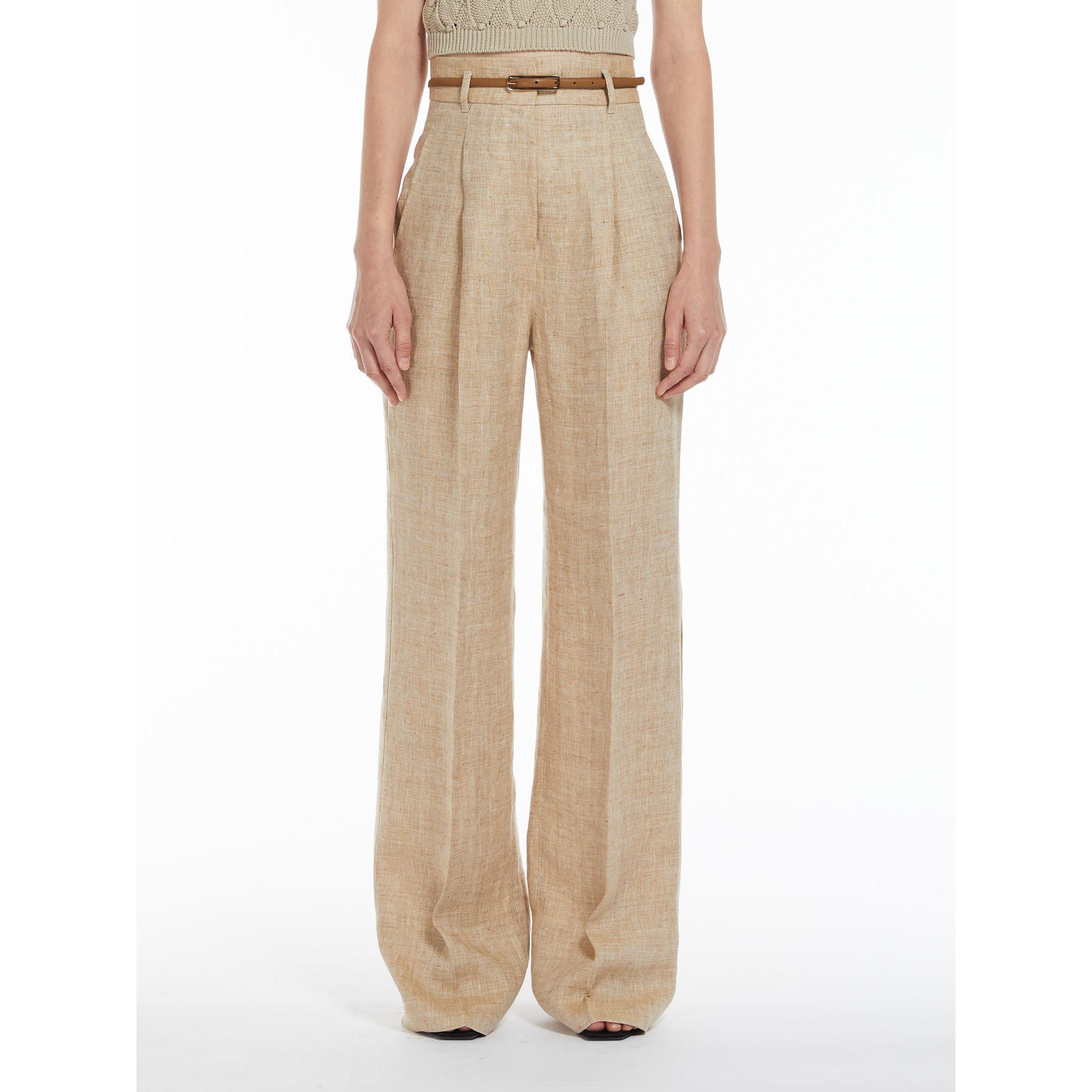 Pantalone in Lino Melange / Beige - Ideal Moda
