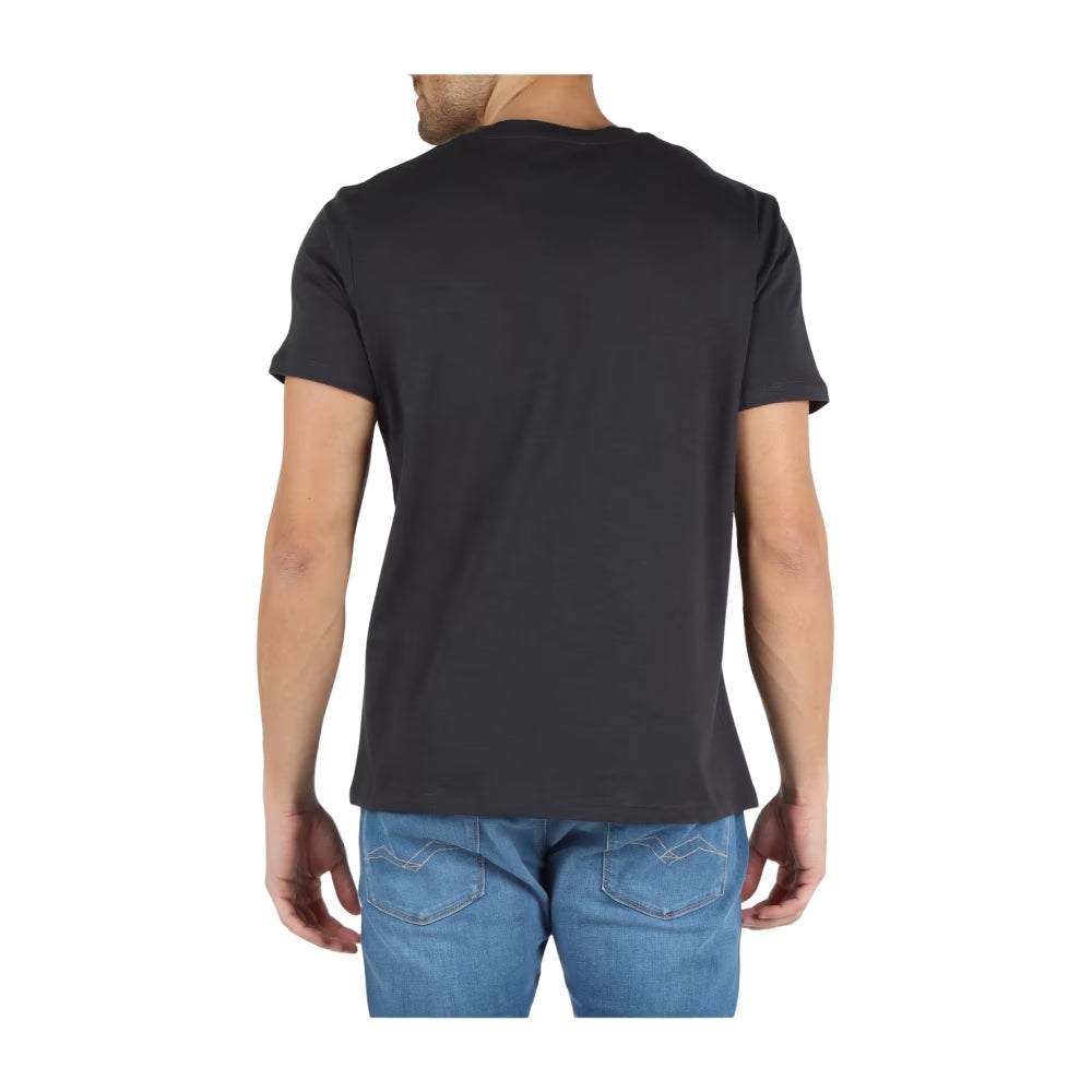 T-Shirt in Cotone Fiammato e Taschino / Blu - Ideal Moda
