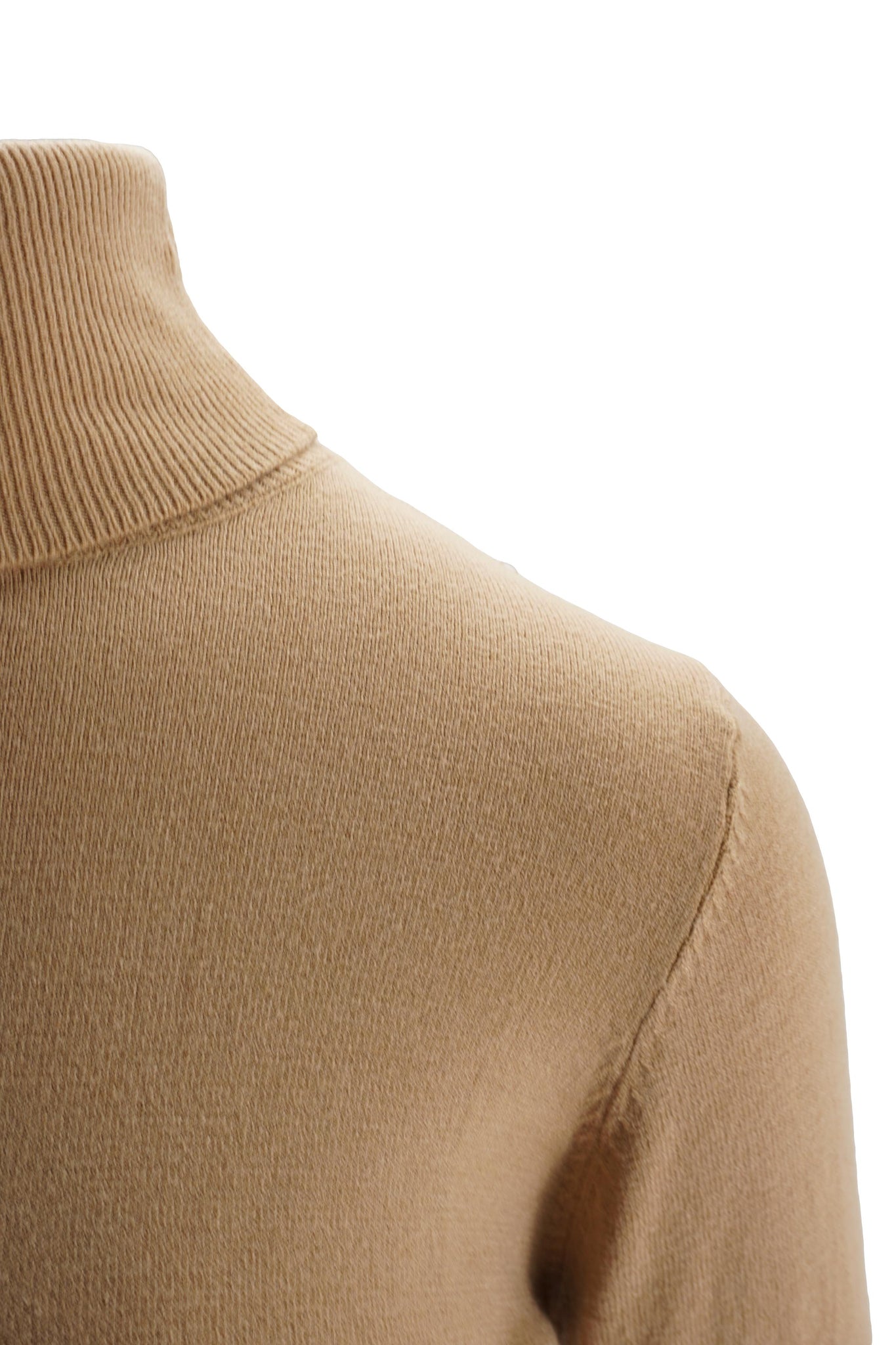 Maglia Slim Fit con Collo Alto / Beige - Ideal Moda