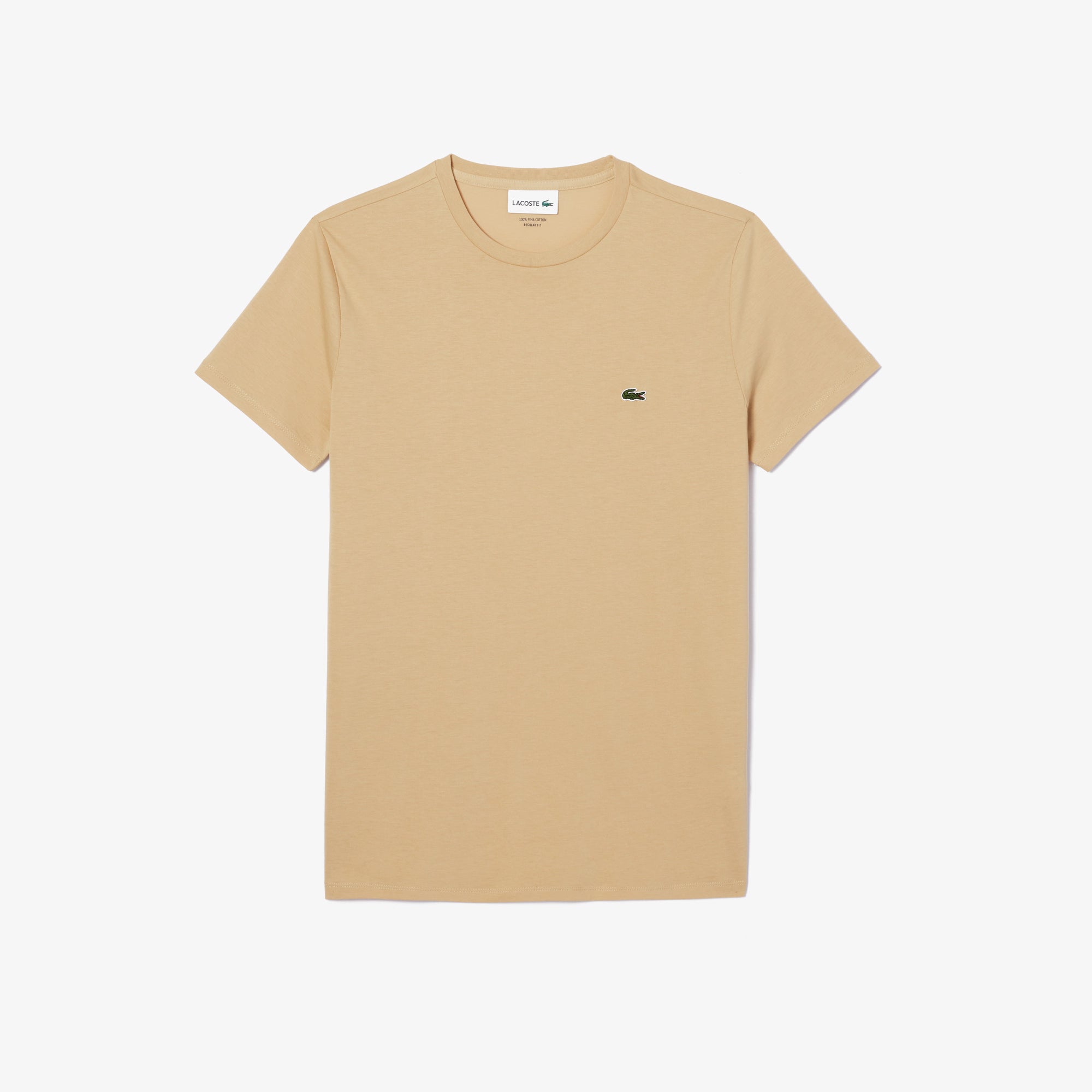 T-Shirt a Girocollo in Jersey di Cotone Pima / Beige - Ideal Moda