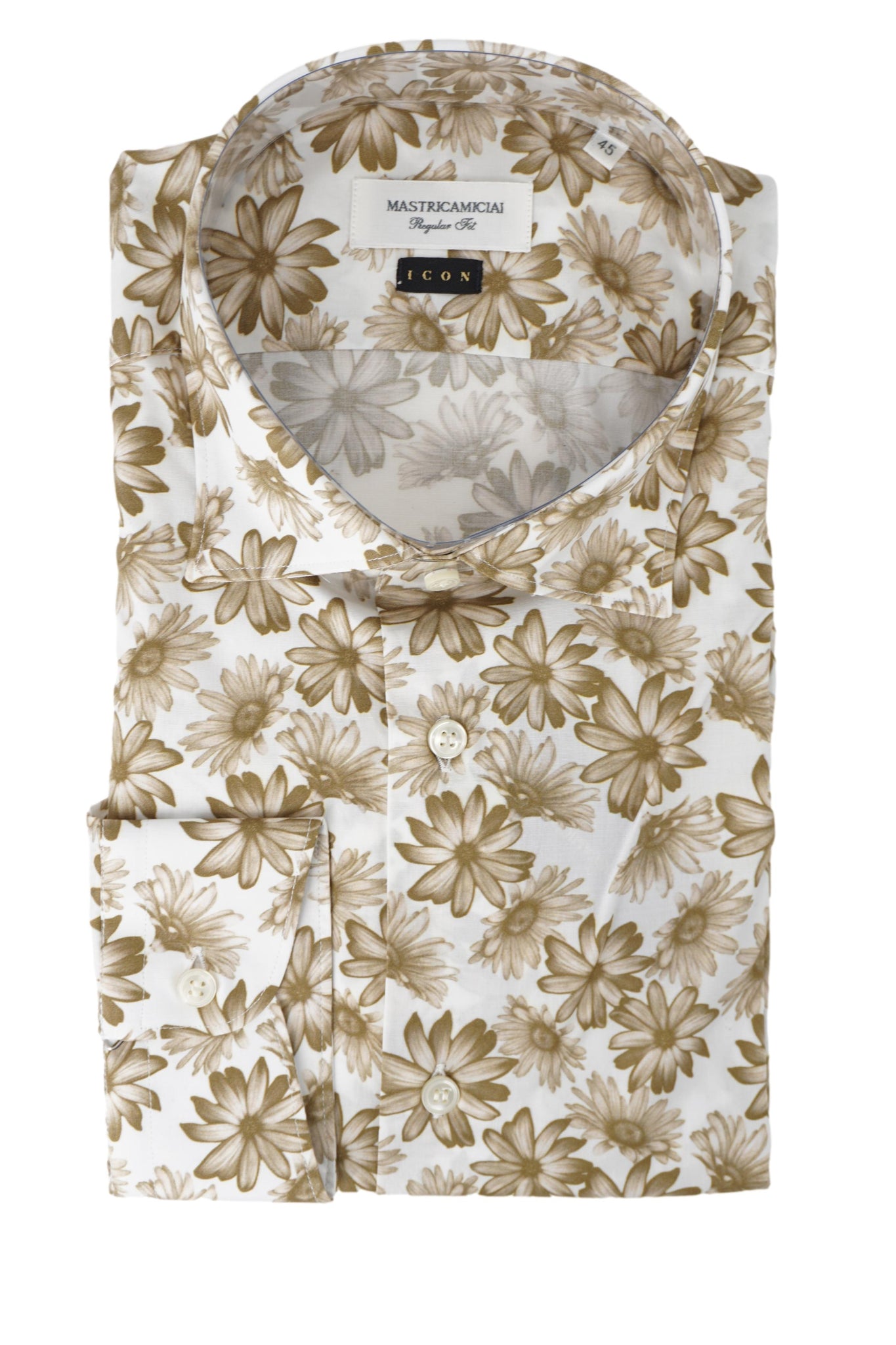 Camicia Regular Fit con Stampa Fiori / Beige - Ideal Moda