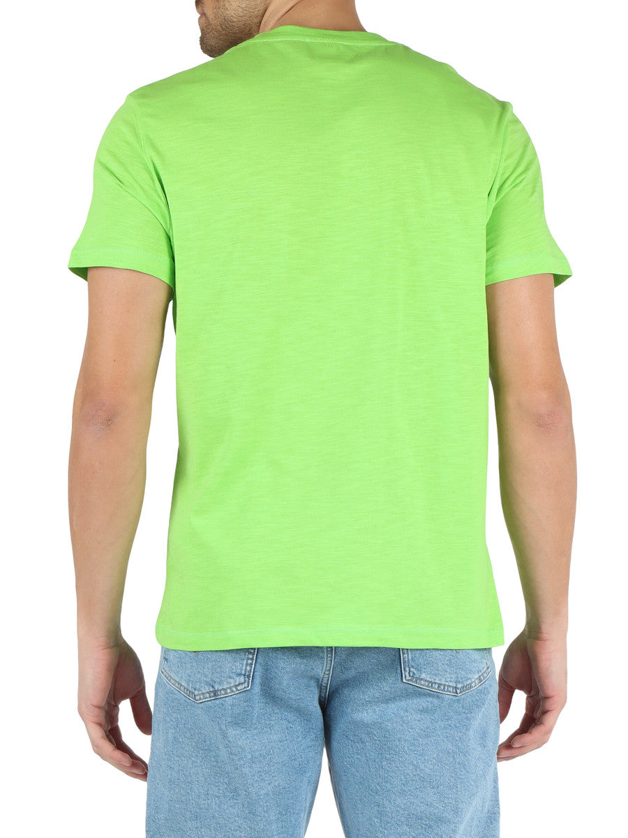 T-Shirt in Cotone Fiammato e Taschino / Verde - Ideal Moda
