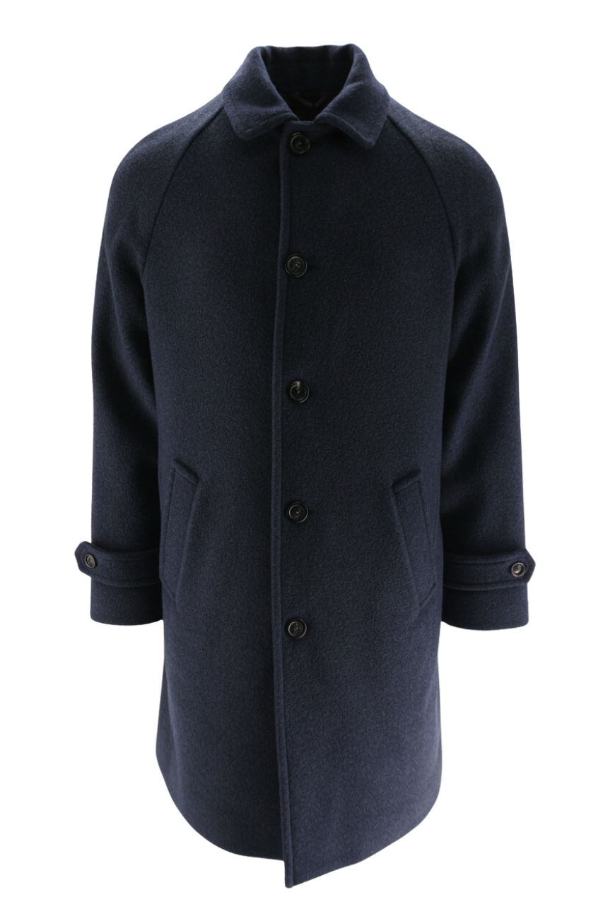 Cappotto in Lana con Maniche Raglan / Blu - Ideal Moda