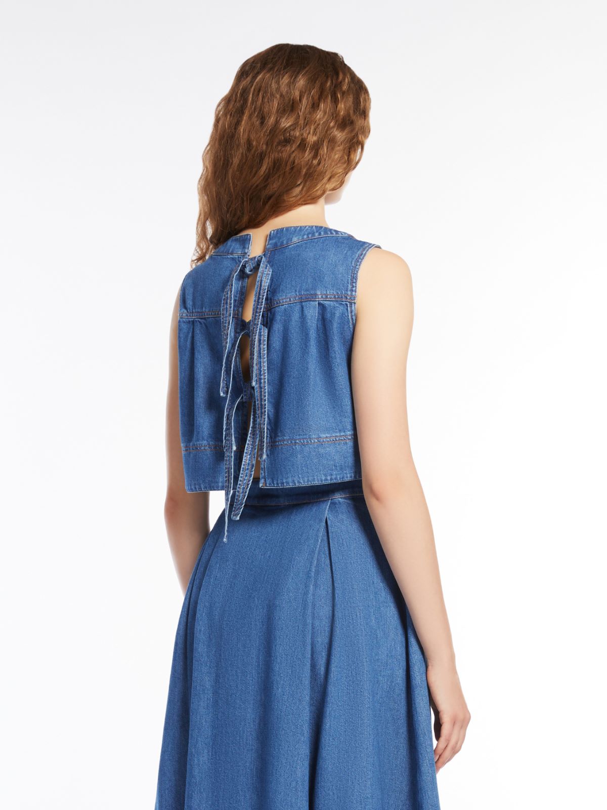 Top in Denim di Cotone / Jeans - Ideal Moda