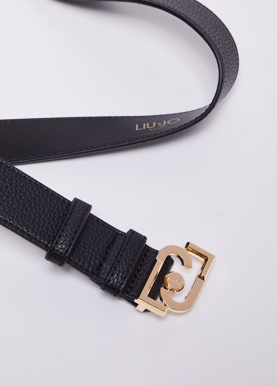 Cintura Altezza 3,5 cm con Logo / Nero - Ideal Moda