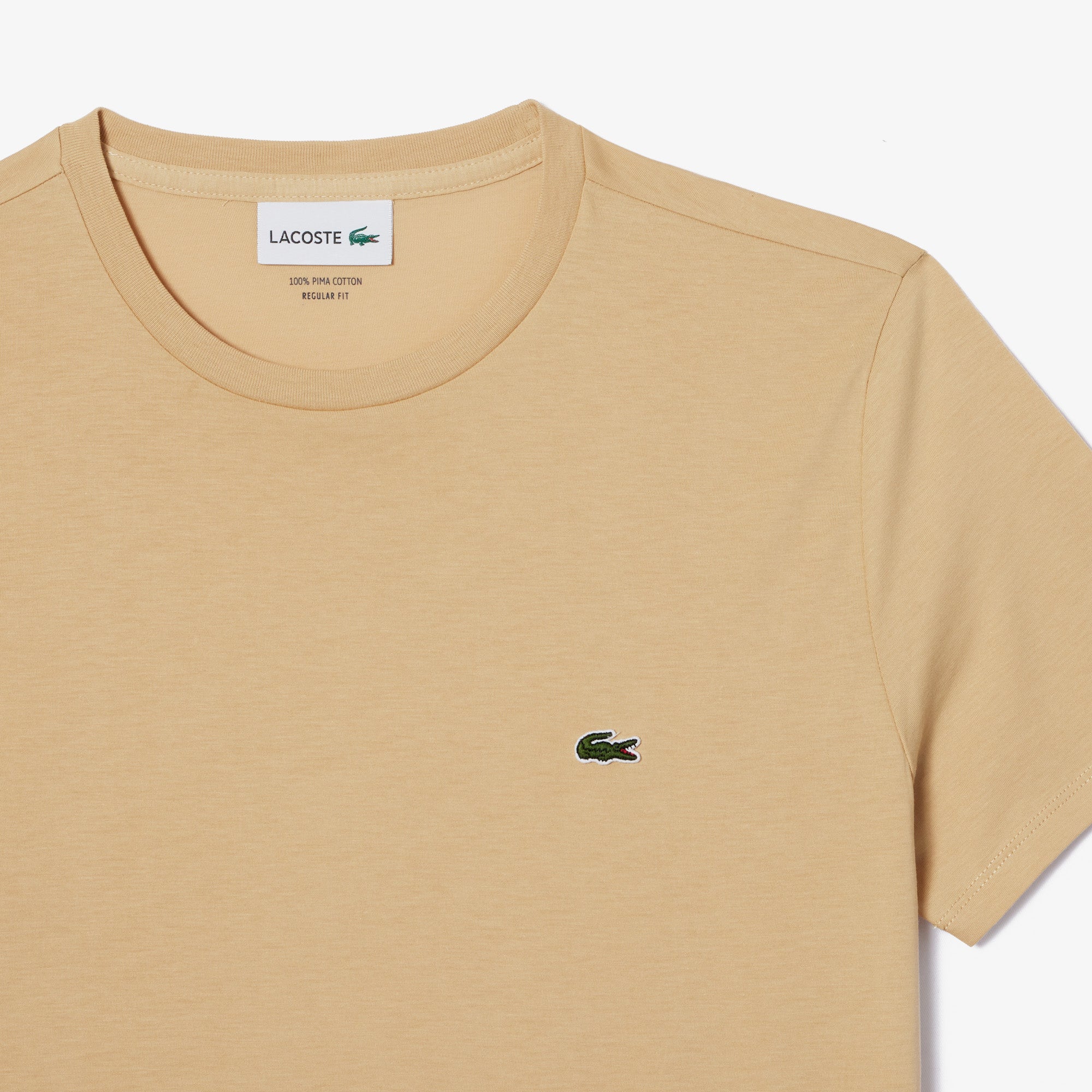 T-Shirt a Girocollo in Jersey di Cotone Pima / Beige - Ideal Moda