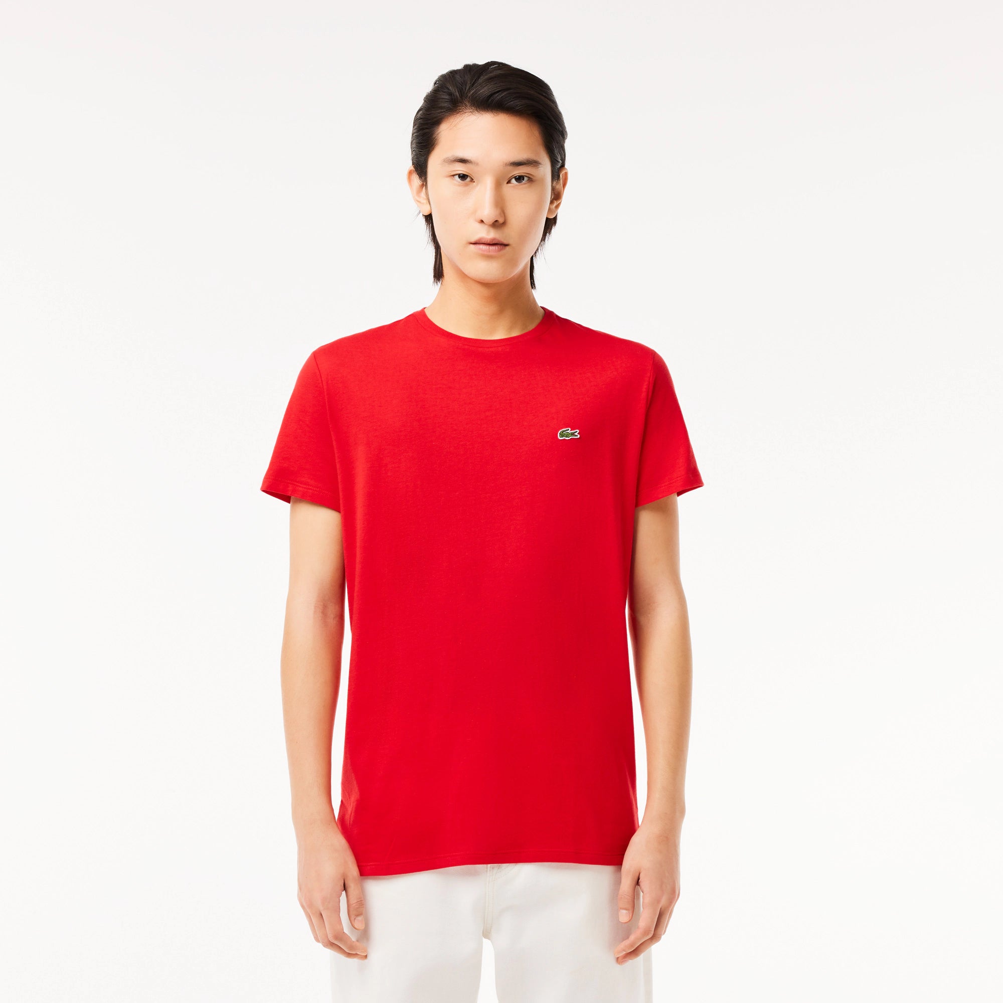 T-Shirt a Girocollo in Jersey di Cotone Pima / Rosso - Ideal Moda