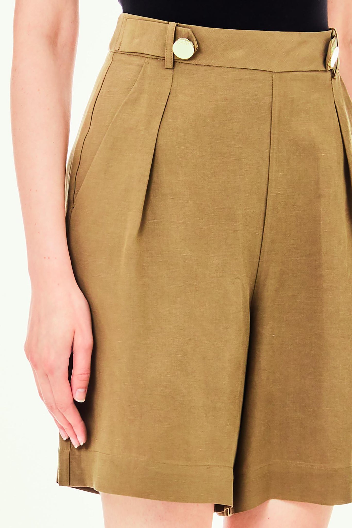 Pantaloncino in Misto Lino / Verde - Ideal Moda