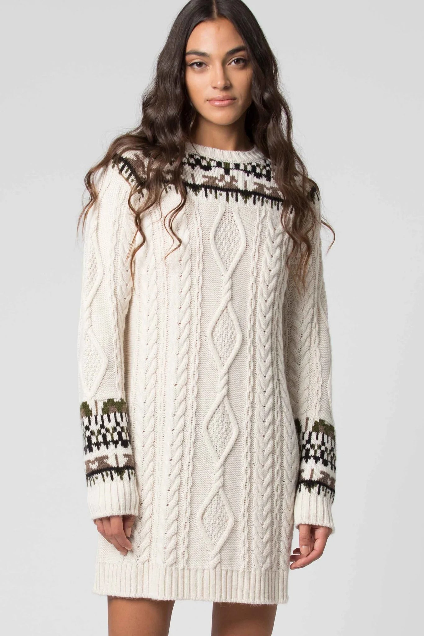 Maglia Lunga con Fantasia Kocca / Bianco - Ideal Moda