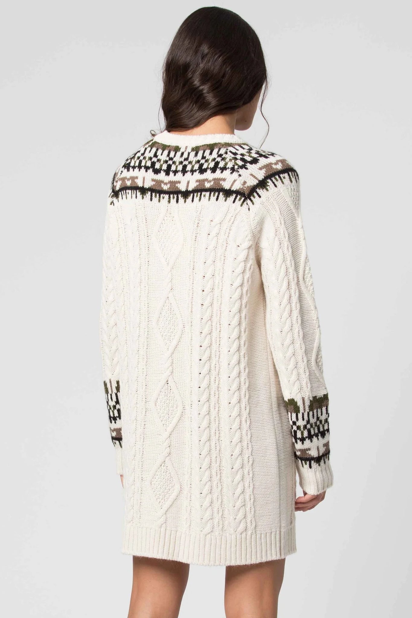 Maglia Lunga con Fantasia Kocca / Bianco - Ideal Moda