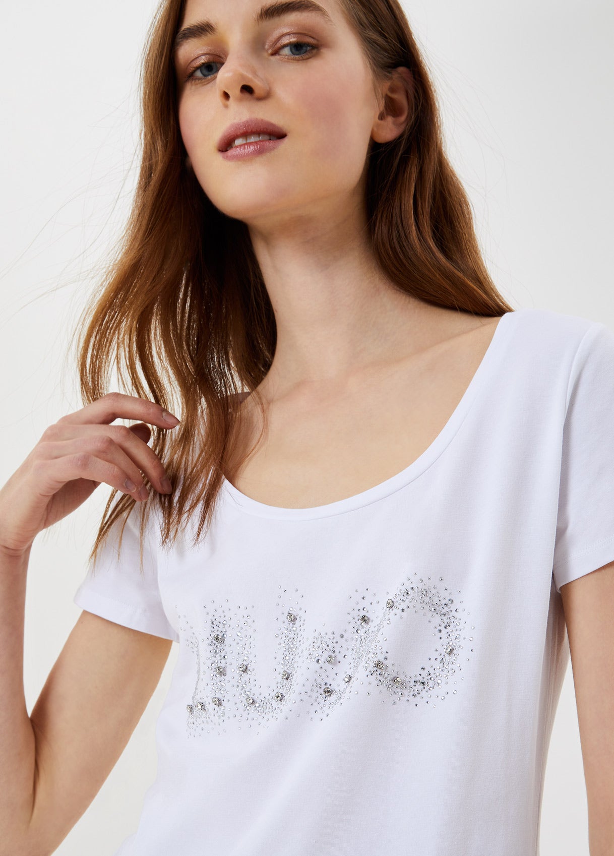 T-shirt con applicazioni gioiello / Bianco - Ideal Moda