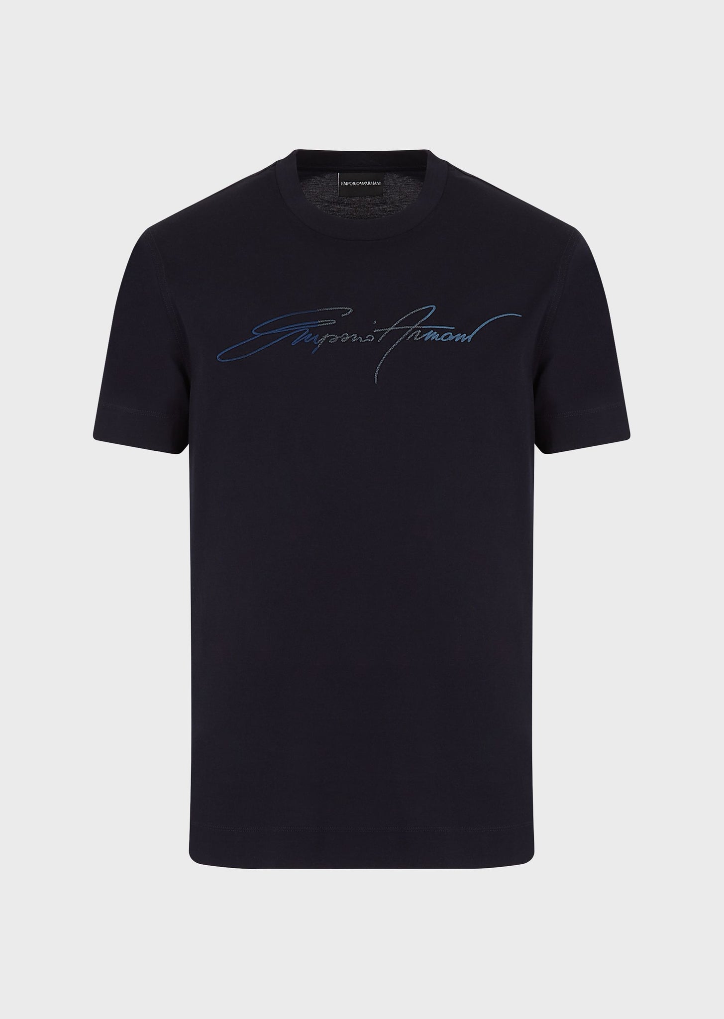 T-Shirt in jersey mercerizzato con ricamo logo signature / Blu - Ideal Moda