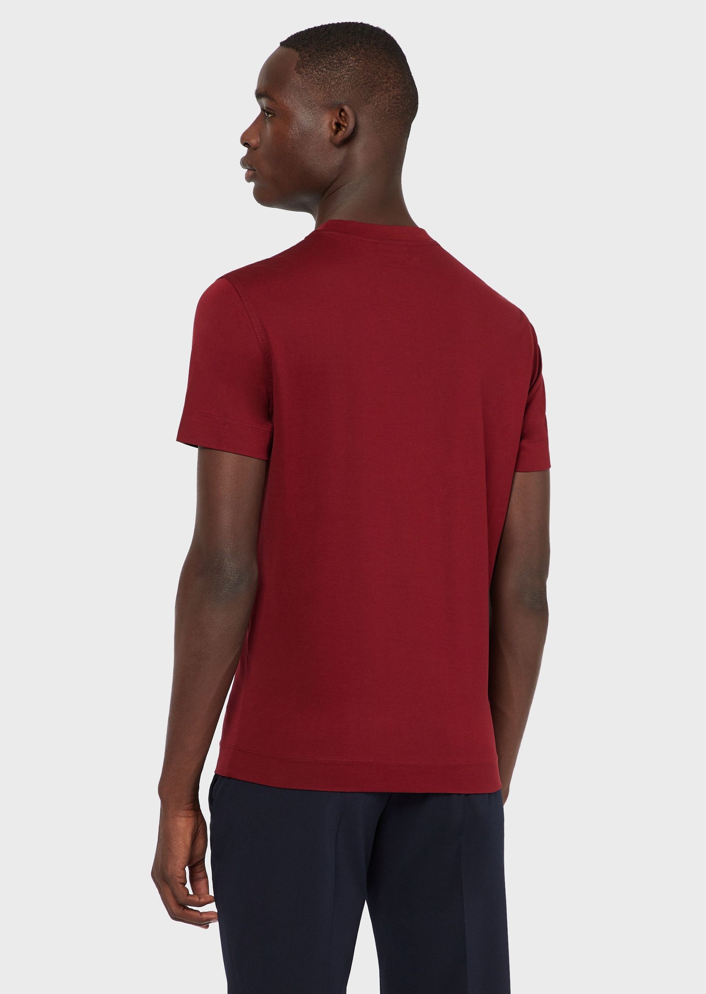 T-Shirt in jersey mercerizzato con ricamo logo signature / Bordeaux - Ideal Moda